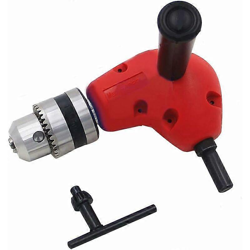 Chuck Adapter, Metal with 90 Degree Right Angle Round Shank and 3/8" Shank for 1-10mm Round Shank Solid Chuck