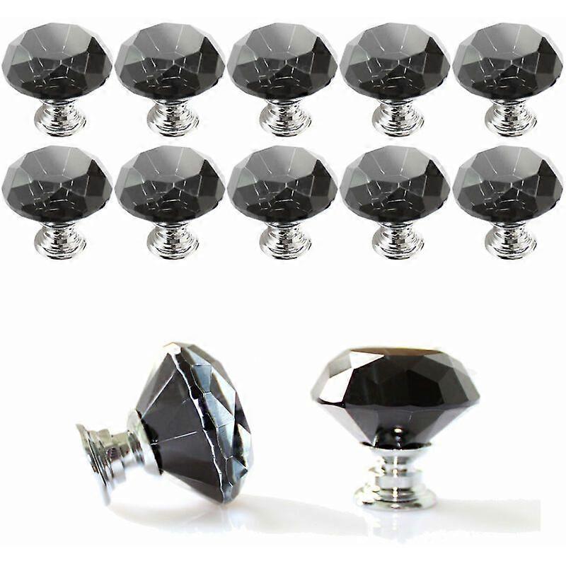 10pcs Diamond Crystal Glass Drawer Knobs Cupboard Cabinet Dresser Handles With Screws