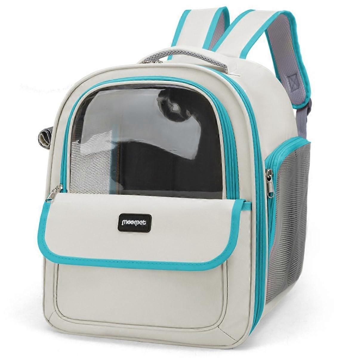 Spacious Cat Carrier Backpack with Side-Opening Design for Easy Access, Breathable Material, Outdoor Travel - Green