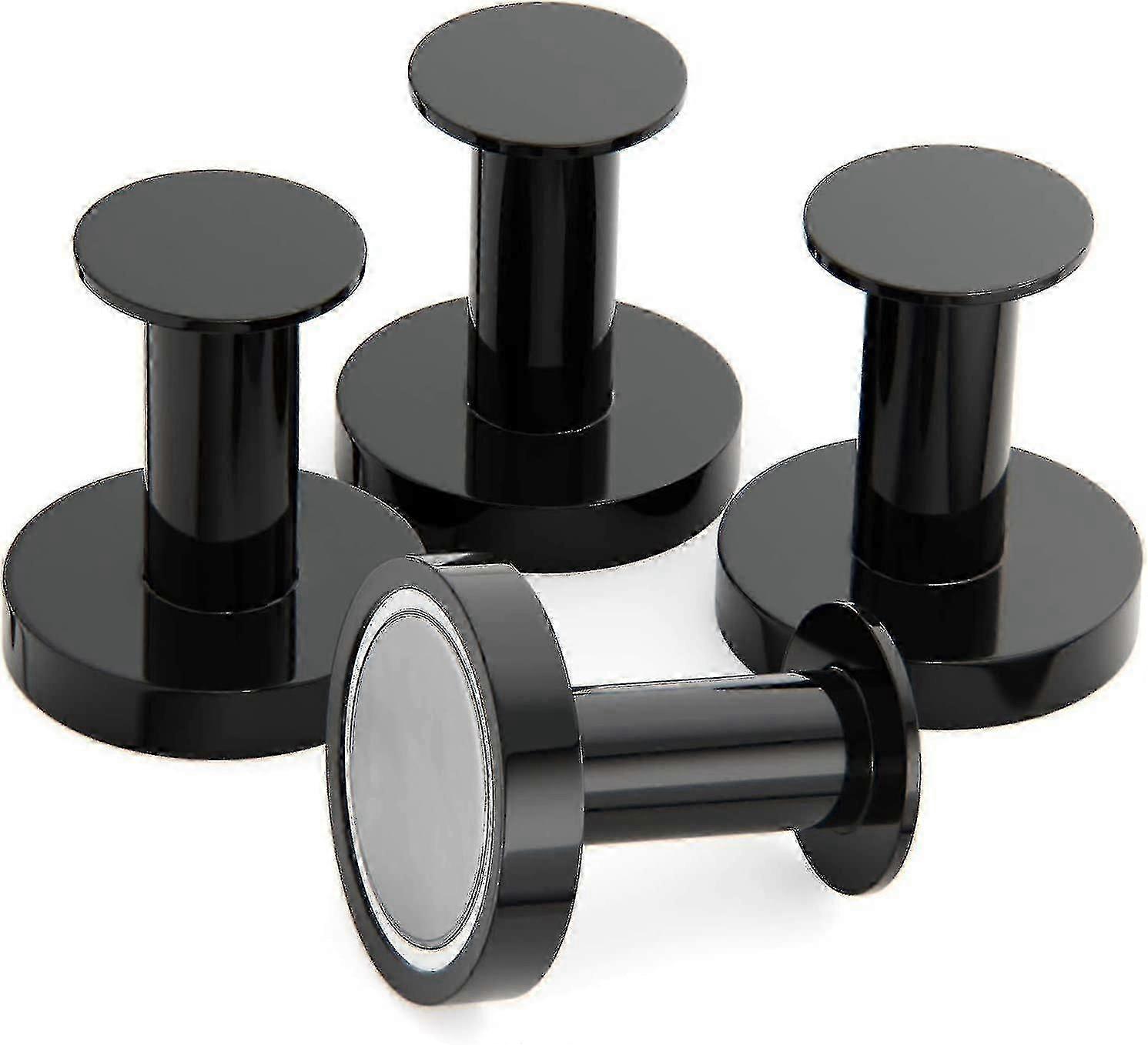 Strong Magnetic Hooks For Hanging Coats And Bags. Set Of 4 Black Magnet Hooks Heavy Duty Magnets, Neodymium 52 Rare Earth Magnets. Push Pin
