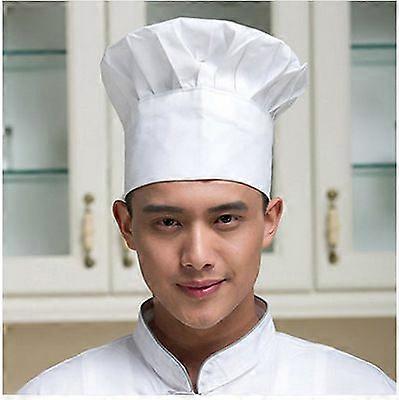 White Unisex Toque with Elastic Band Kitchen Hats Bakers Caps Comfortable Durable Soft Cooking Cap for Men Women