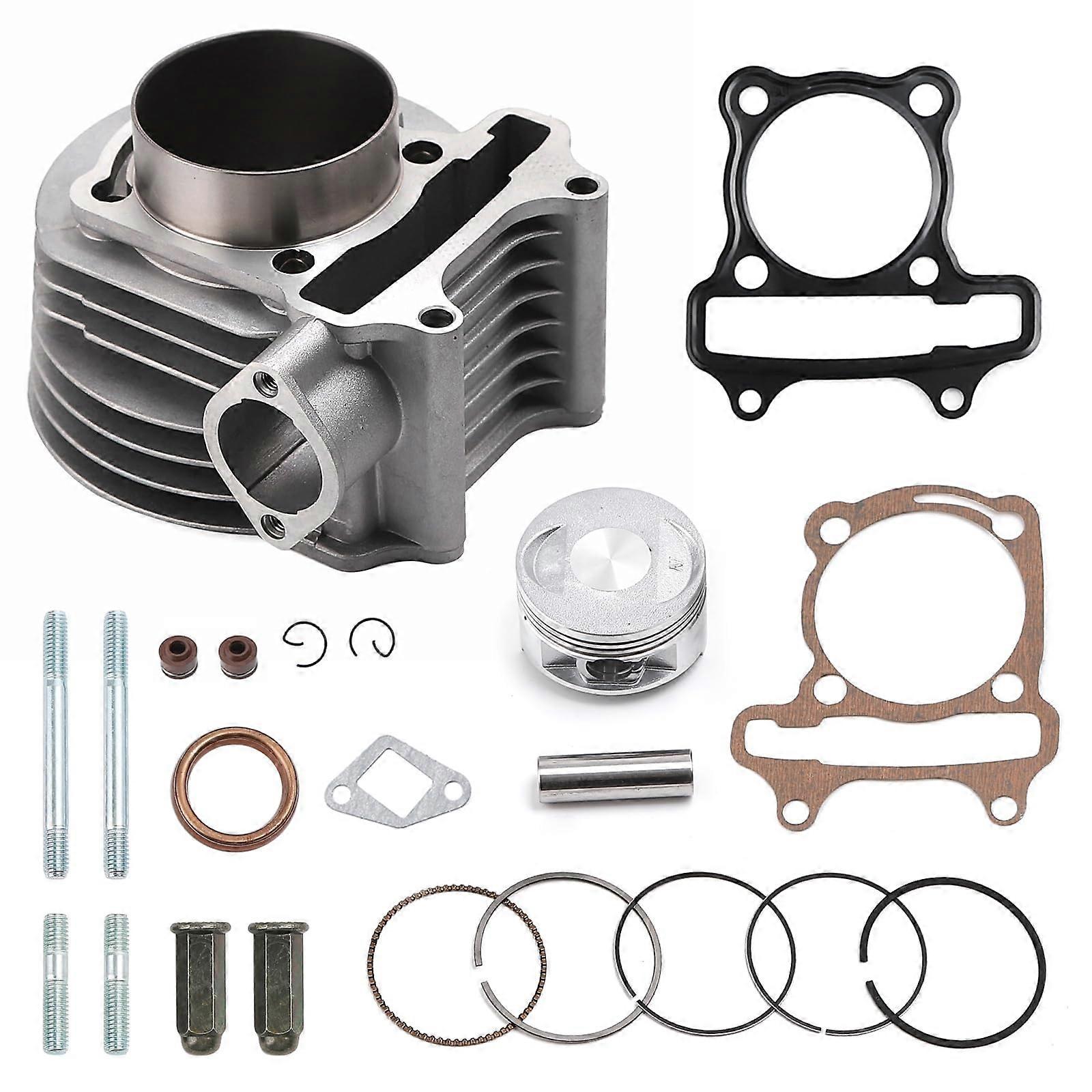 GY6 Cylinder Top End Rebuild Kit 61mm with Piston Ring and Gasket, Aluminum Alloy for 170cc 4-Stroke Chinese Engine