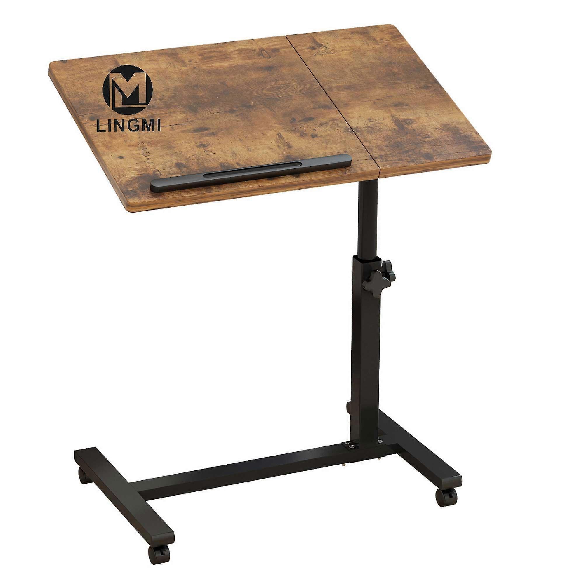Overbed Bedside Desk Mobile Rolling Laptop Stand Tilting Overbed Table with Height Wheels Adjustable Tray Table for Laptop Bed Sofa Side Table