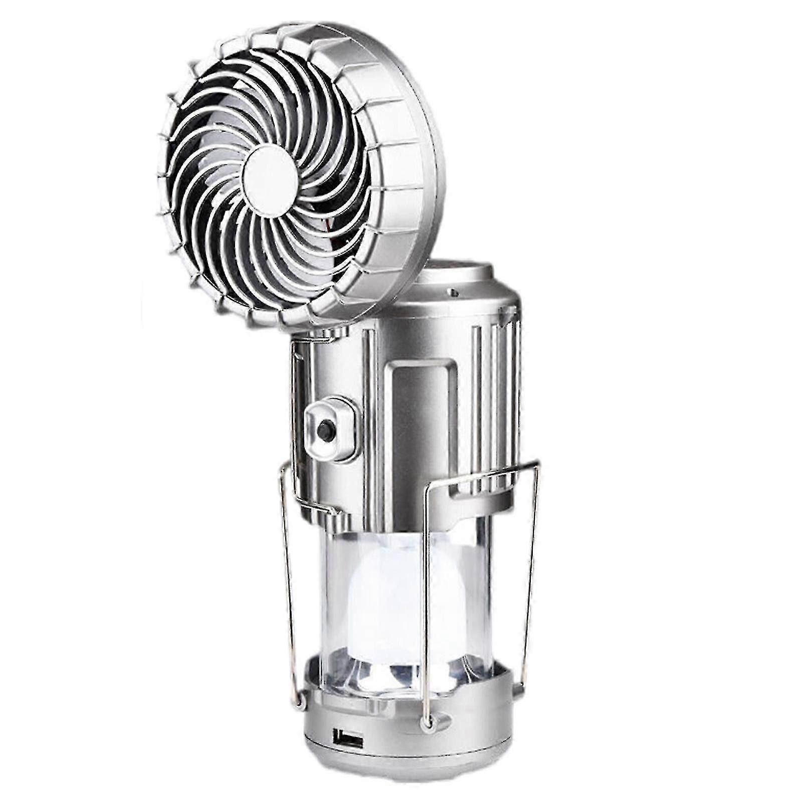 Solar Power Rechargeable With Fan Led Tent Lamp Flashlight Camping Lantern Light Ft PO