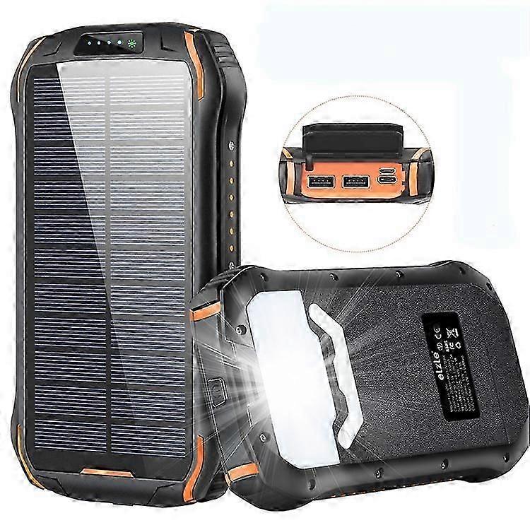 MSL-i26S 26800mAh Portable Solar Power Bank Water Resistant External Battery Pack with Flashlight Compatible For Universal Mobile