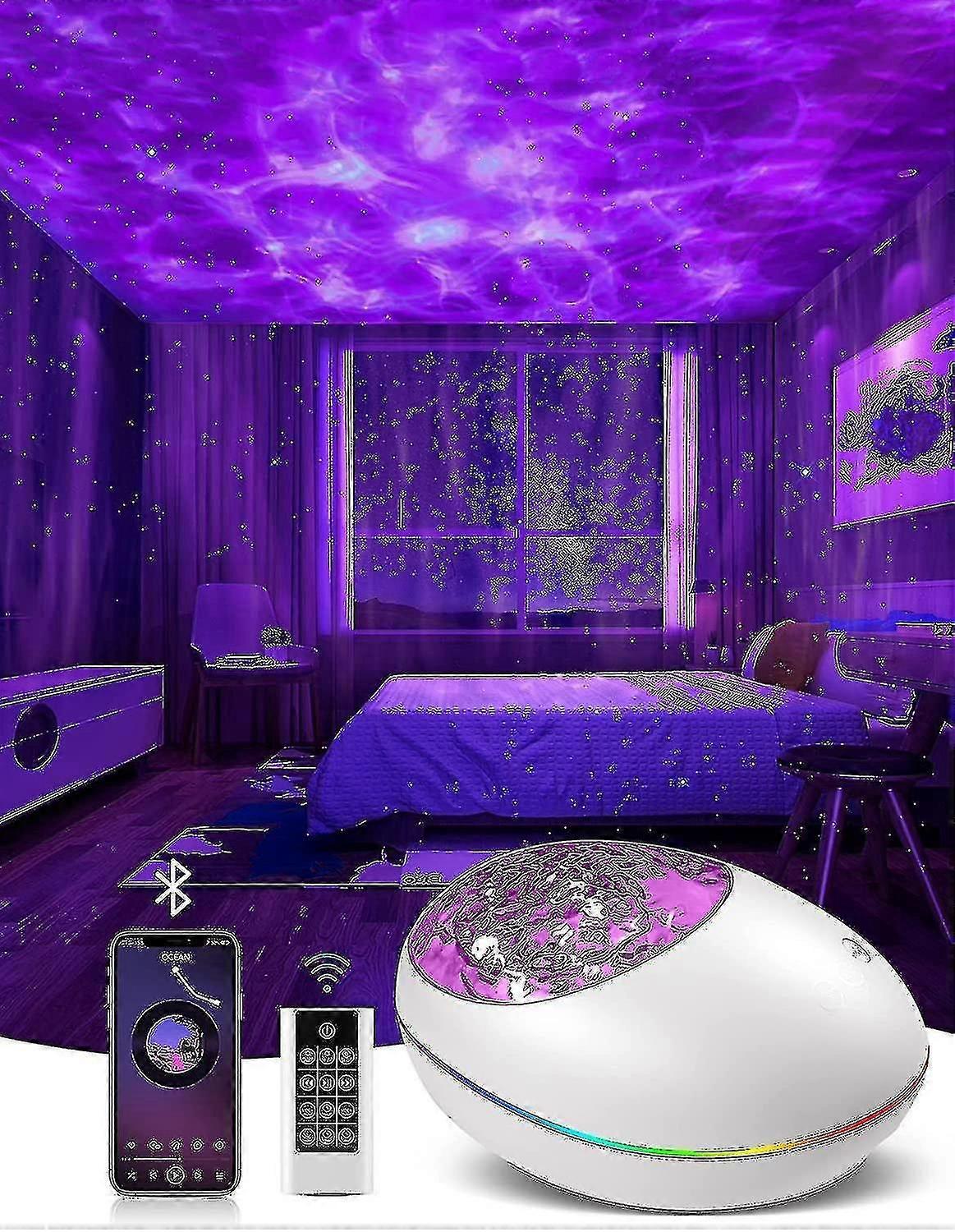 Northern Lights Aurora Projector: 3-in-1 Night Light with Bluetooth, White Noise, Timer & Remote Control