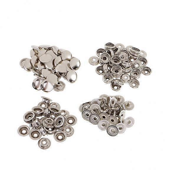 Metal Snap Button Assortment - 90 Pieces, Various Sizes