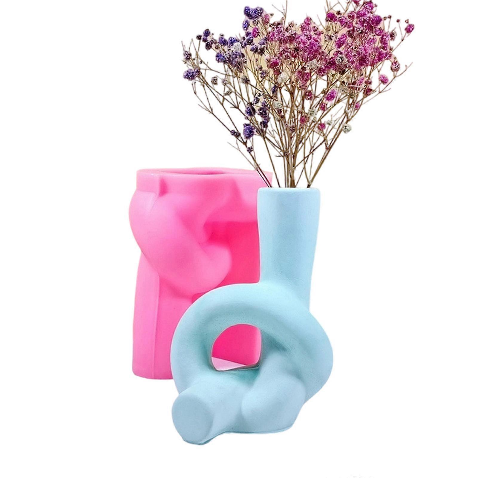 Handmade Your Own Vases with Silicone Mold Simple Flowerpot Moulds Silicone Texture for Making Planter and Cement