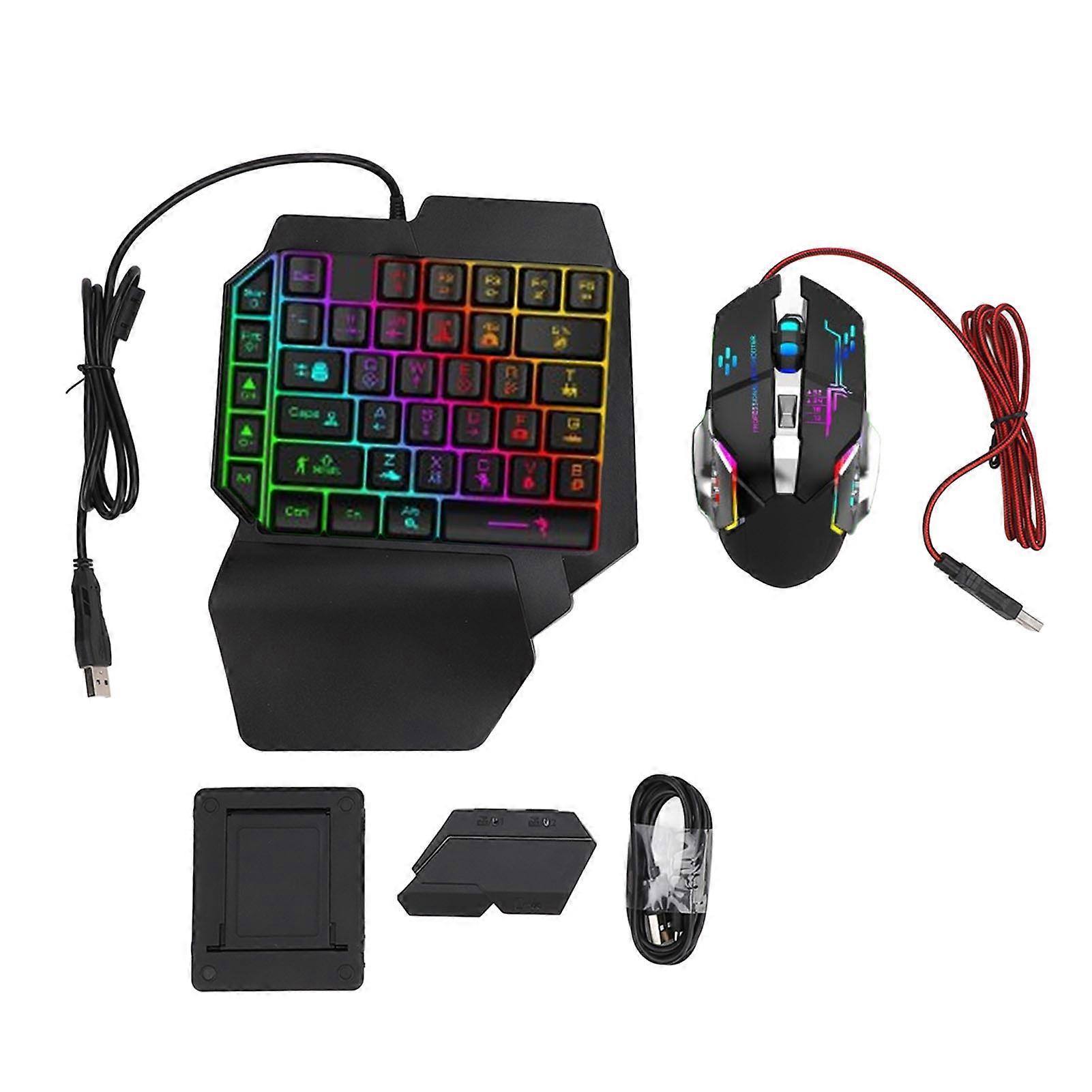 4 in 1 Gaming Keyboard Mouse Converter Combo Single Hand Mobile Game Adapter with Phone Holder for Enhanced Control
