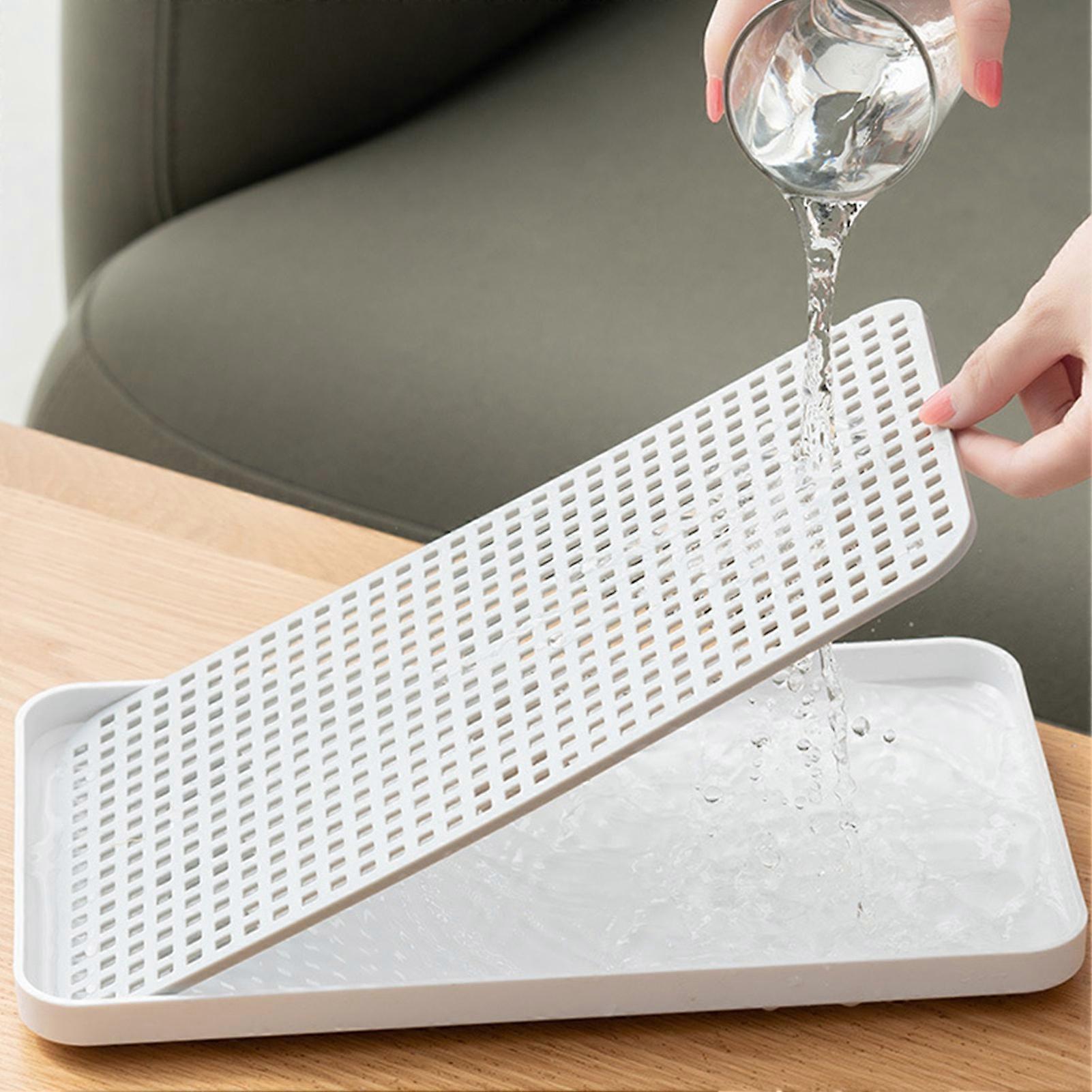 Double Layer Drain Tray Dish Drainer 38x10.5x1.7cm PP Rectangular