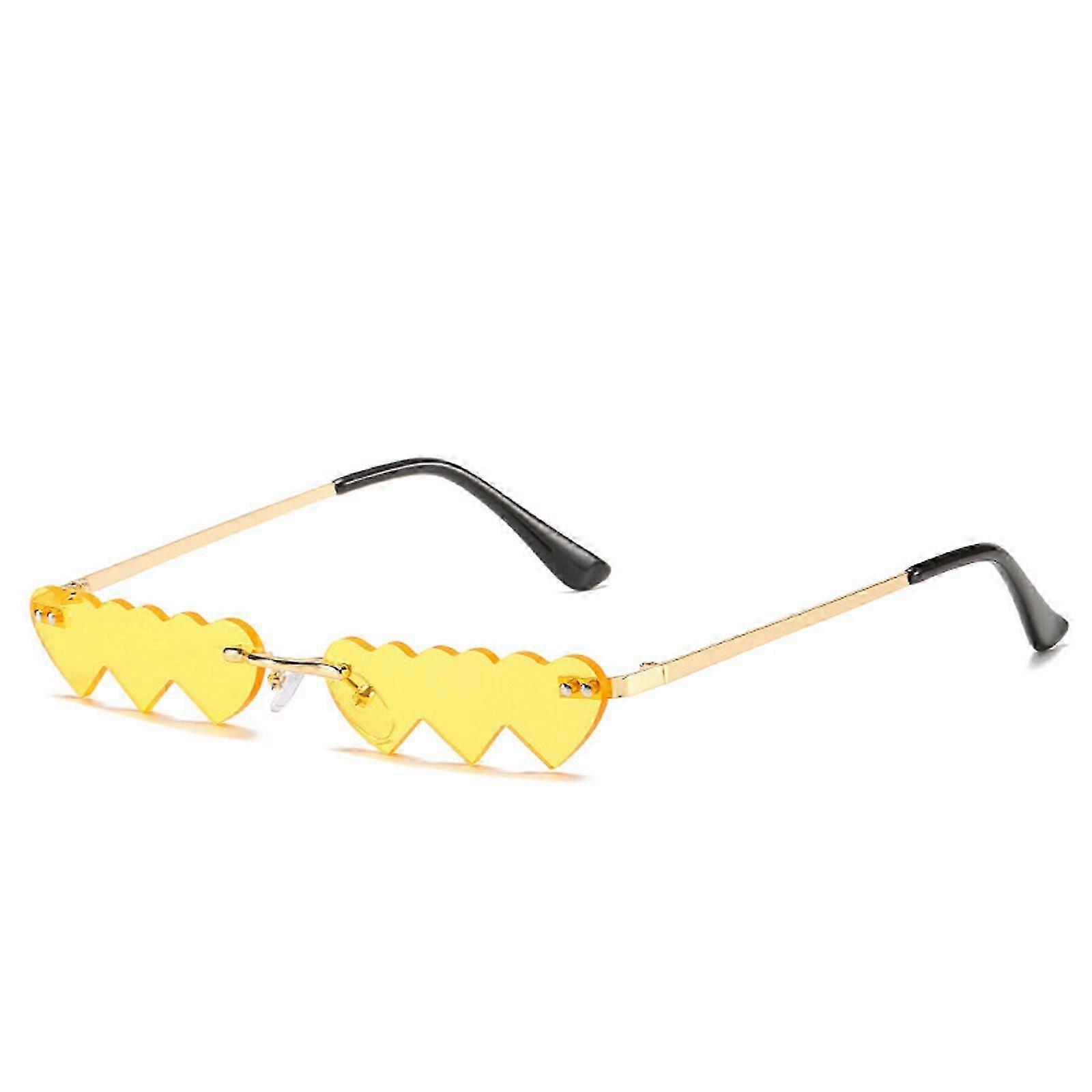 Hjerteformede gule solbriller - Trendy Love Design