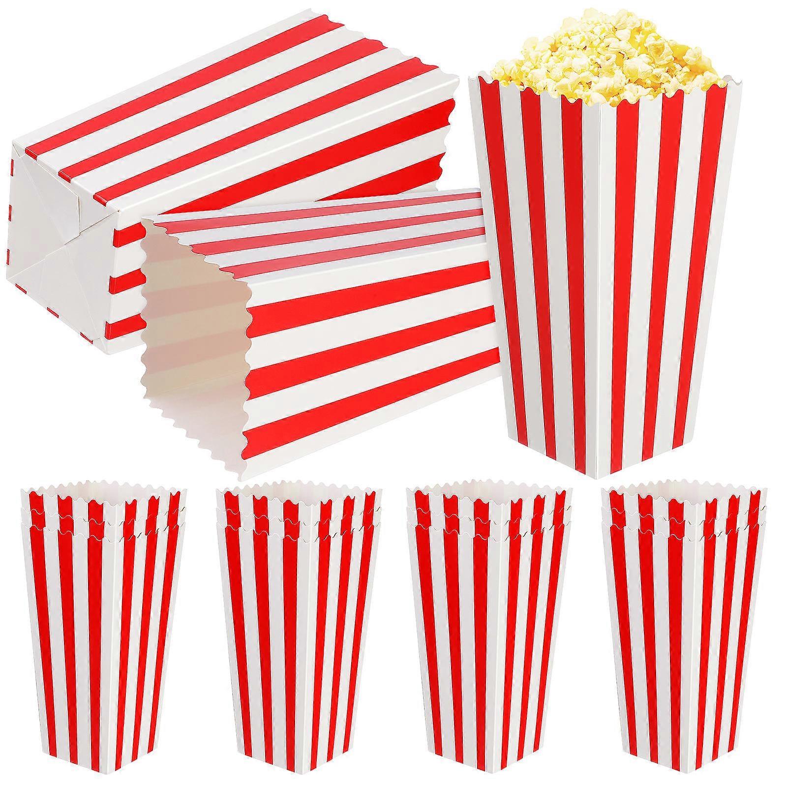 Popcorn Boxes for Theater 15Pcs Multi Paper Nostalgic Stripes Popcorn Containers for Food Service