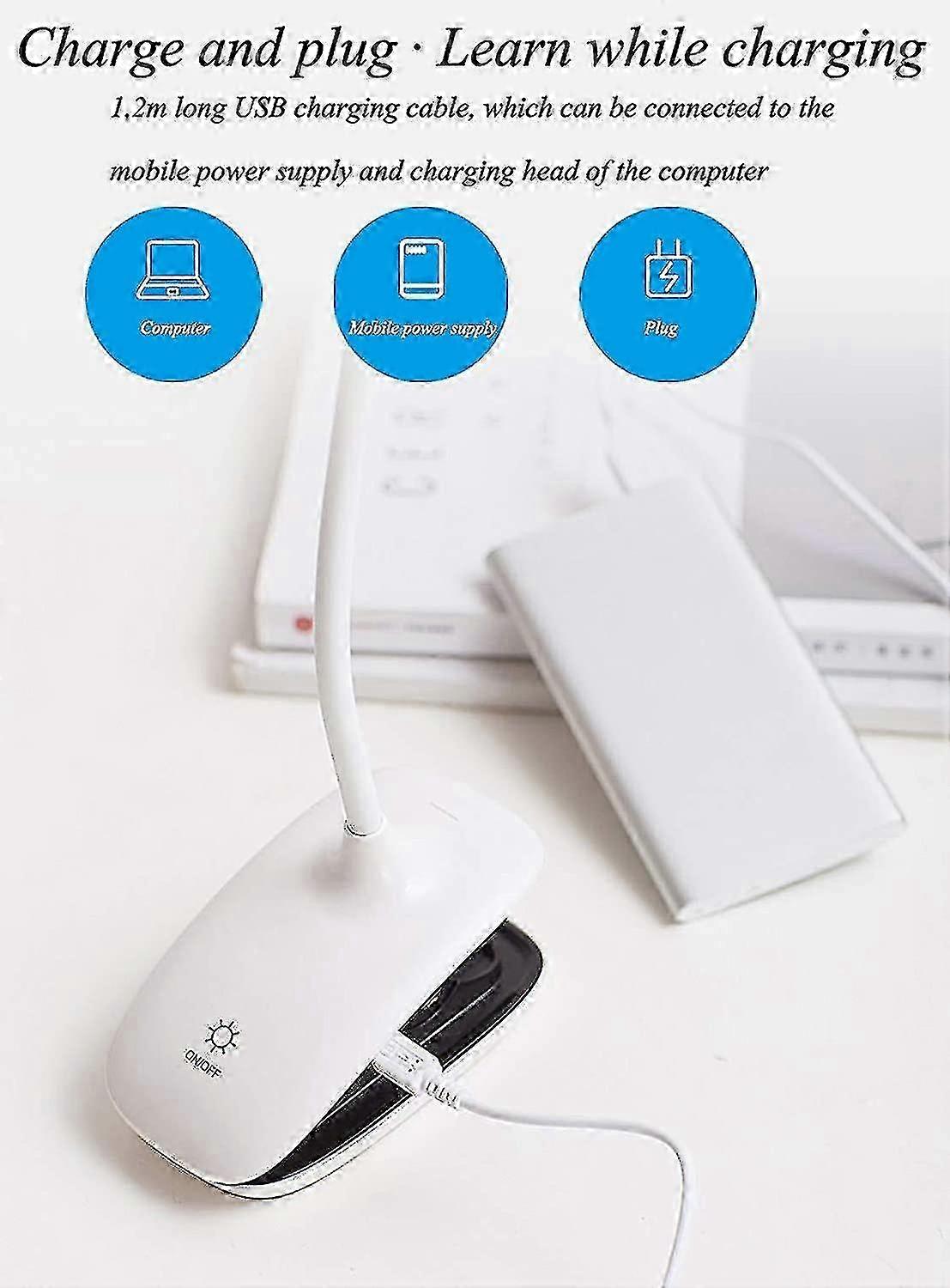 LEDクリップオン読書灯調光可能目の保護テーブルランプ--白