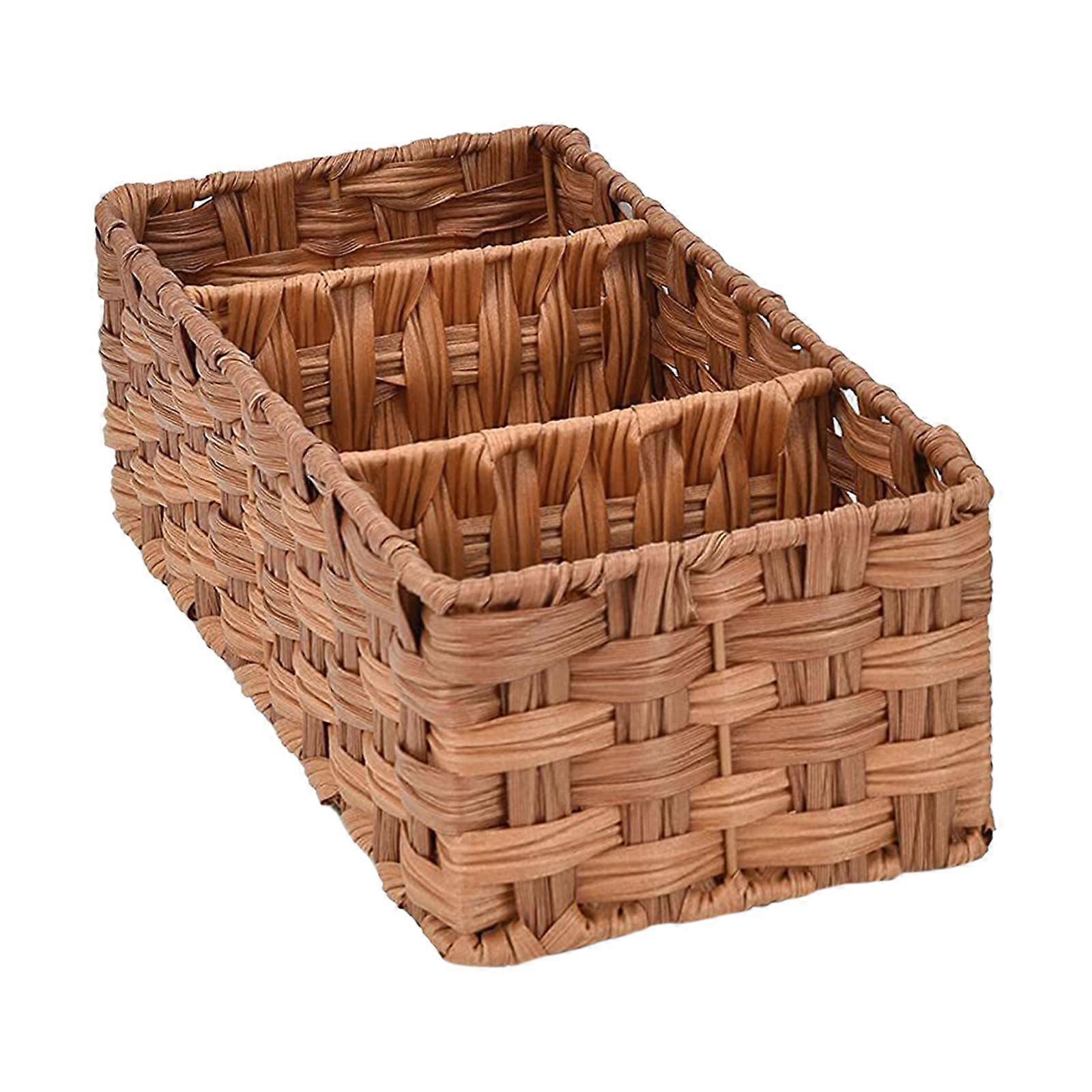 Storage Box Decor Multipurpose 3 Grids Organizer Handmade Case Rectangular