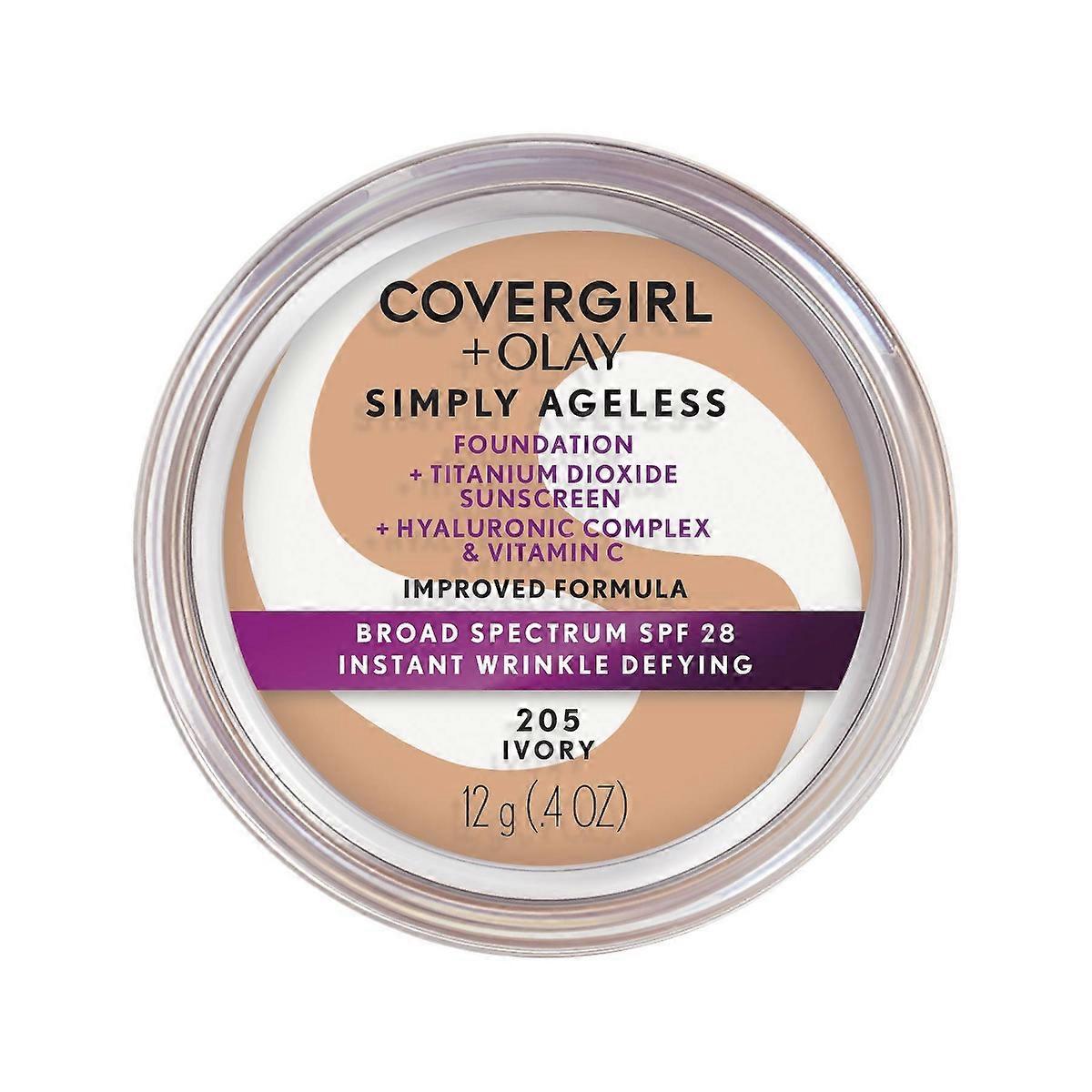 Covergirl + Olay Simply Ageless Wrinkle Defying Foundation Compact, 205 Ivory - 0.4oz