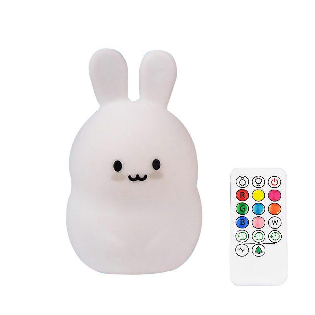 Bambini Luce Notturna Bambini Lampada In Silicone Coniglio Design 7-Color Lampeggiante USB Ricaricabile Per Illuminazione D'atmosfera Scrivania 1 Pz