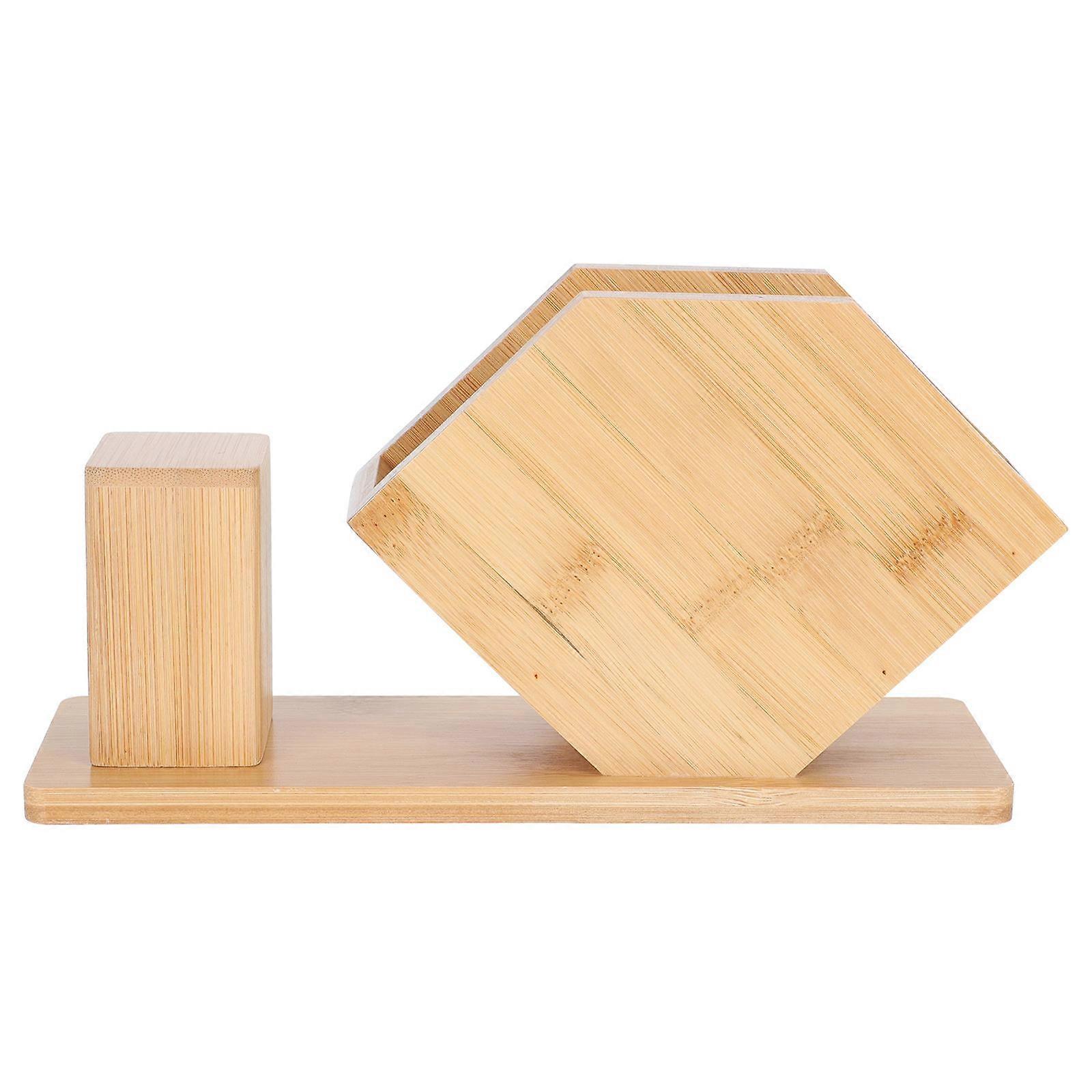 1PC Fan Shaped Paper Towel Box Bamboo Vertical Rack with Toothpick Holder