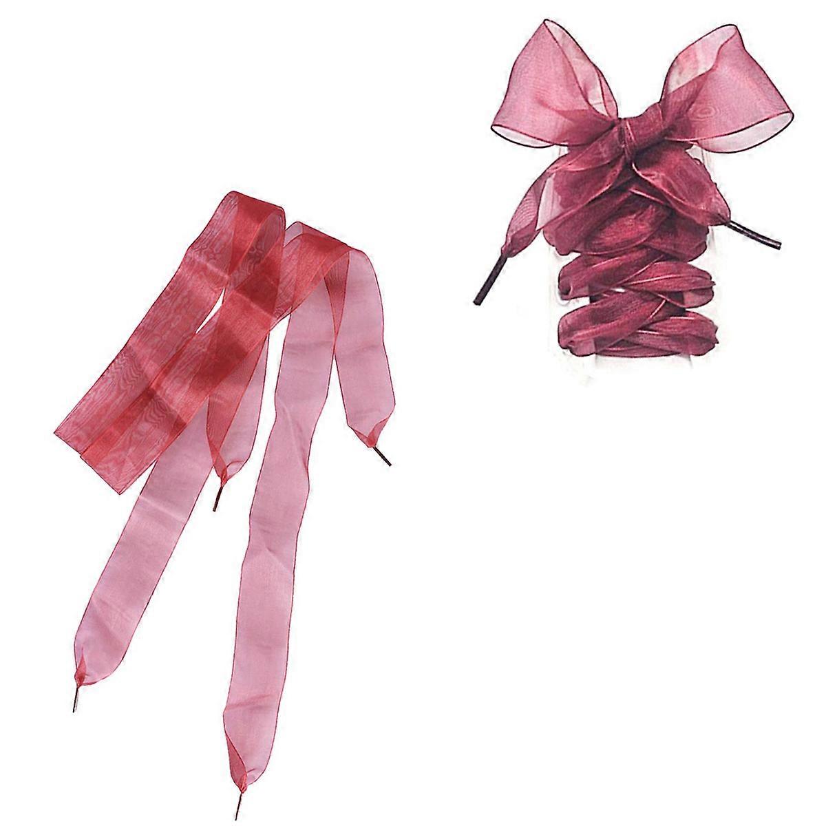 DIY Material Wide Shoe Laces for Party Dancing and Hiking Wine Red Transparent 1 Pair