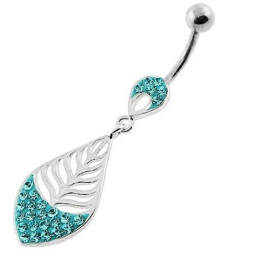 Half Jewelled Leaf Navel Belly Piercing
