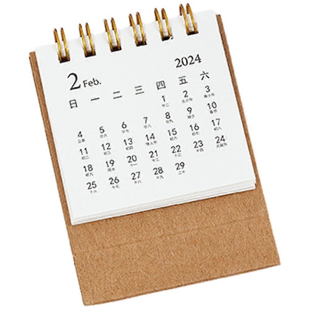 Daily Desk Calendar Desktop Calendar Tracking Schedule For Home Office School 7.5X6.4X3.5CM Khaki Paper 1Pcs