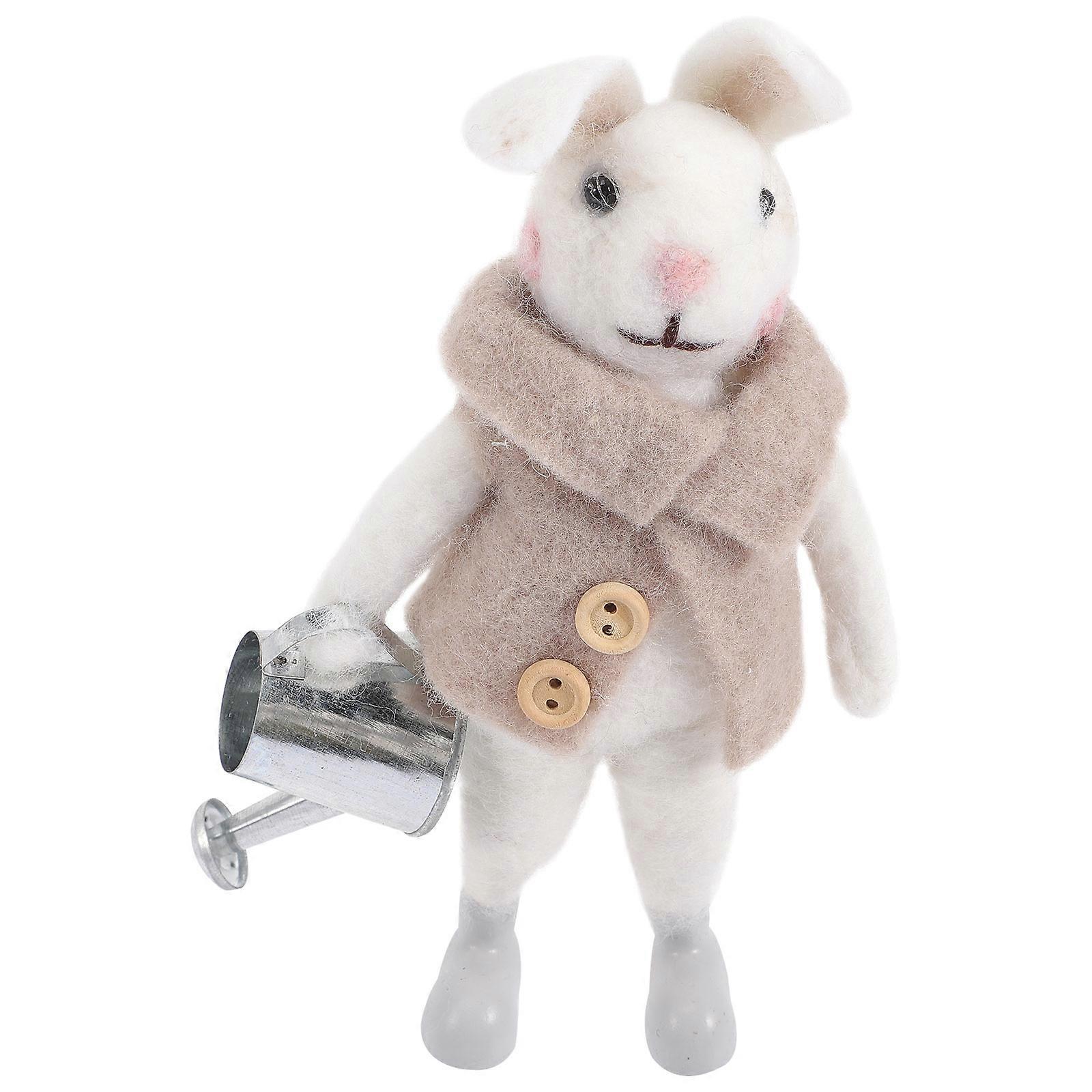 Stuffed Animal Rabbit Toy Plush Rabbit Doll Ornament Home Decoration Multi 20x10cm Desktop Decor 1Set