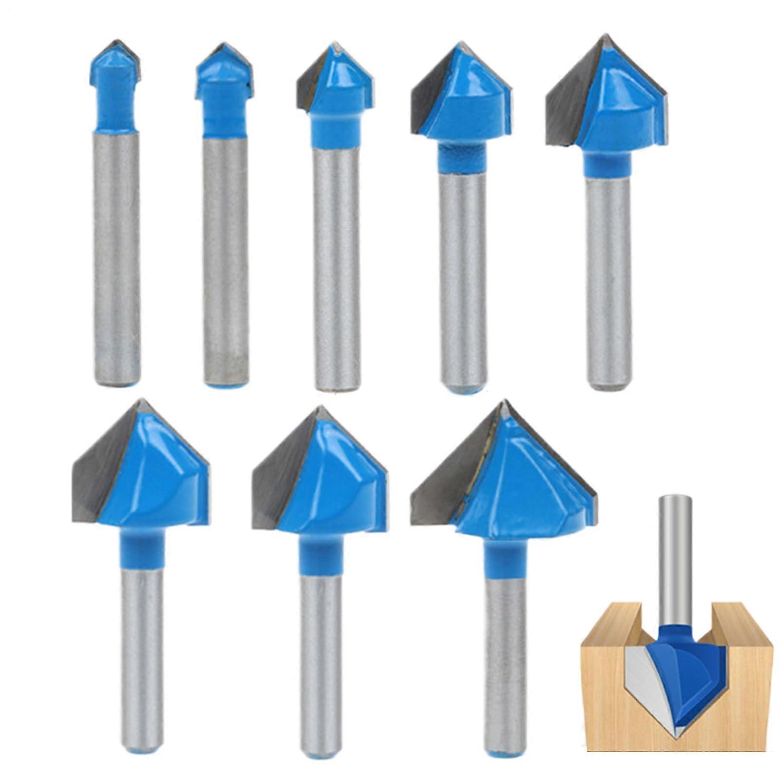 Router Bit Set, CNC Router Bits, Tungsten Steel V-Shaped Drill Bits, Woodworking Kit for Solid Wood and Plywood