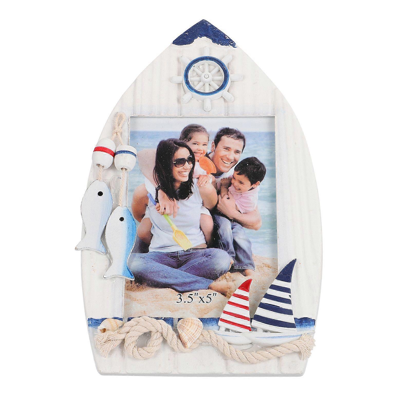 1pc Wooden Photo Frame Mediterranean Style Picture Frame Simple Photo Holder