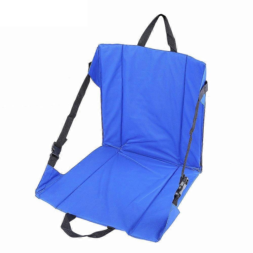 Lightweight Folding Bench with Backrest and Cushion, 40 x 40 cm Portable Chair for Garden, Camping, Fishing, Picnic, Blue