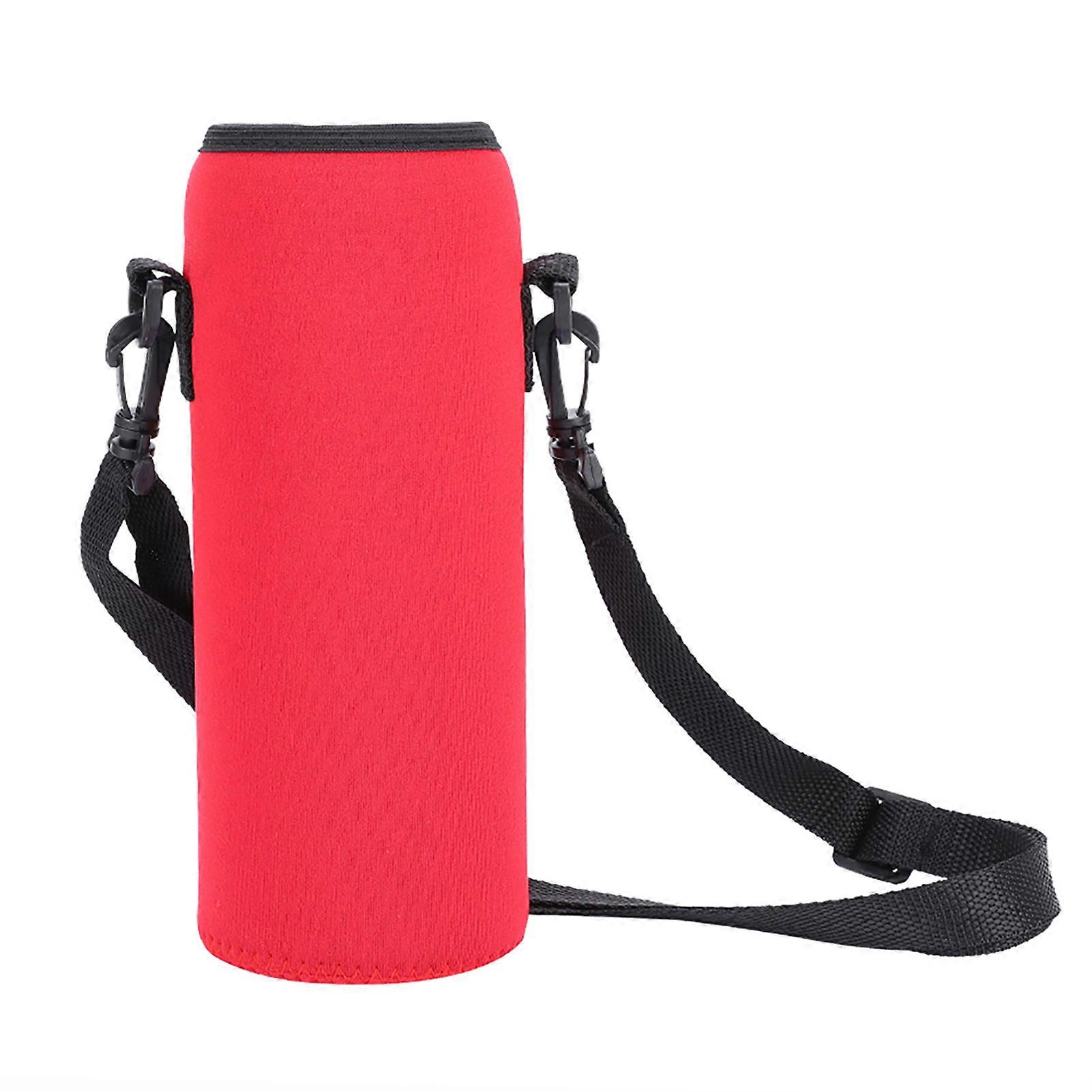 Housse isotherme en néoprène pour bouteille d'eau d'extérieur de 1 000 ml avec sangle, rouge
