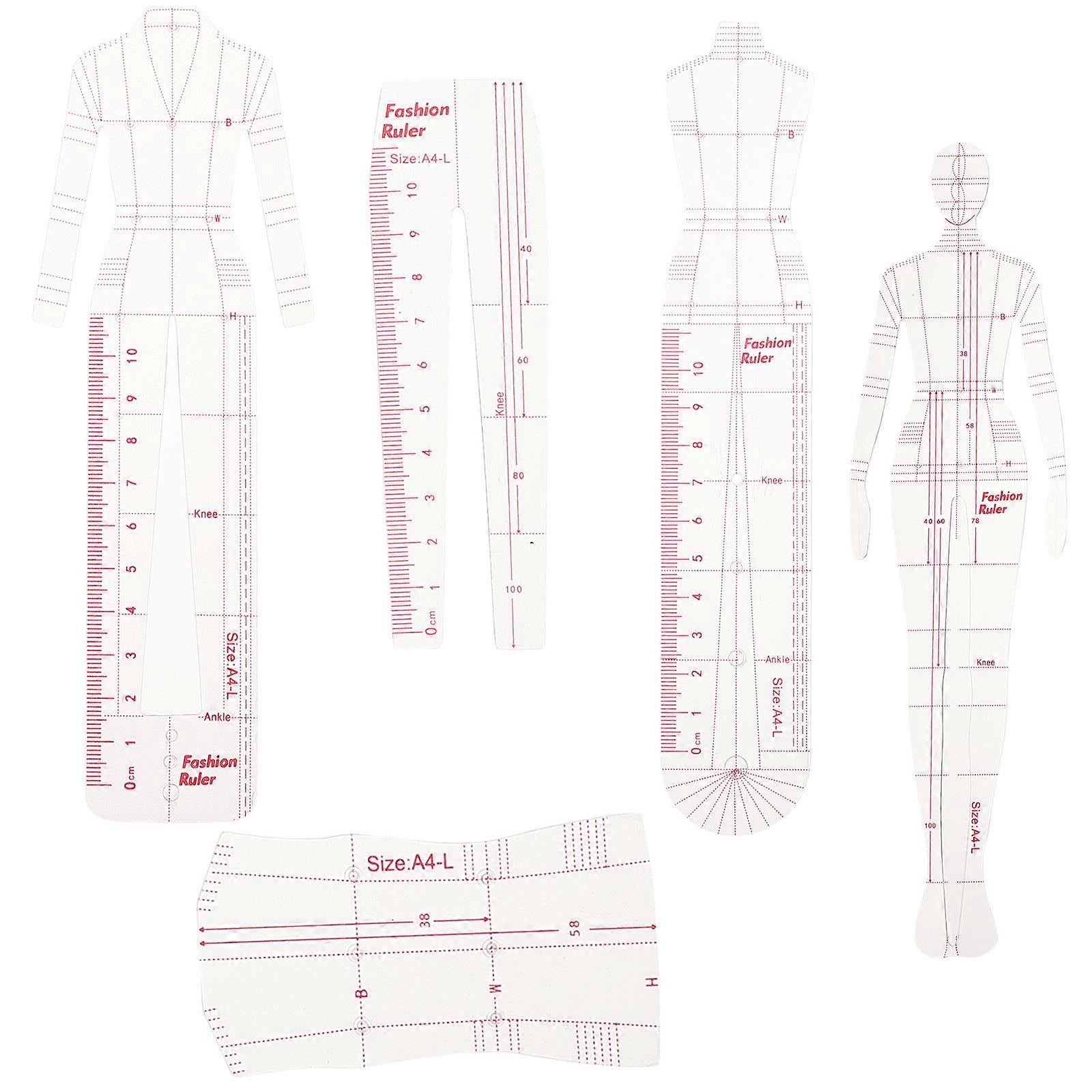 Humanoid Design Ruler for Clothing Proofing Made of Durable Plastic Multi Color DIY Use 1 Set