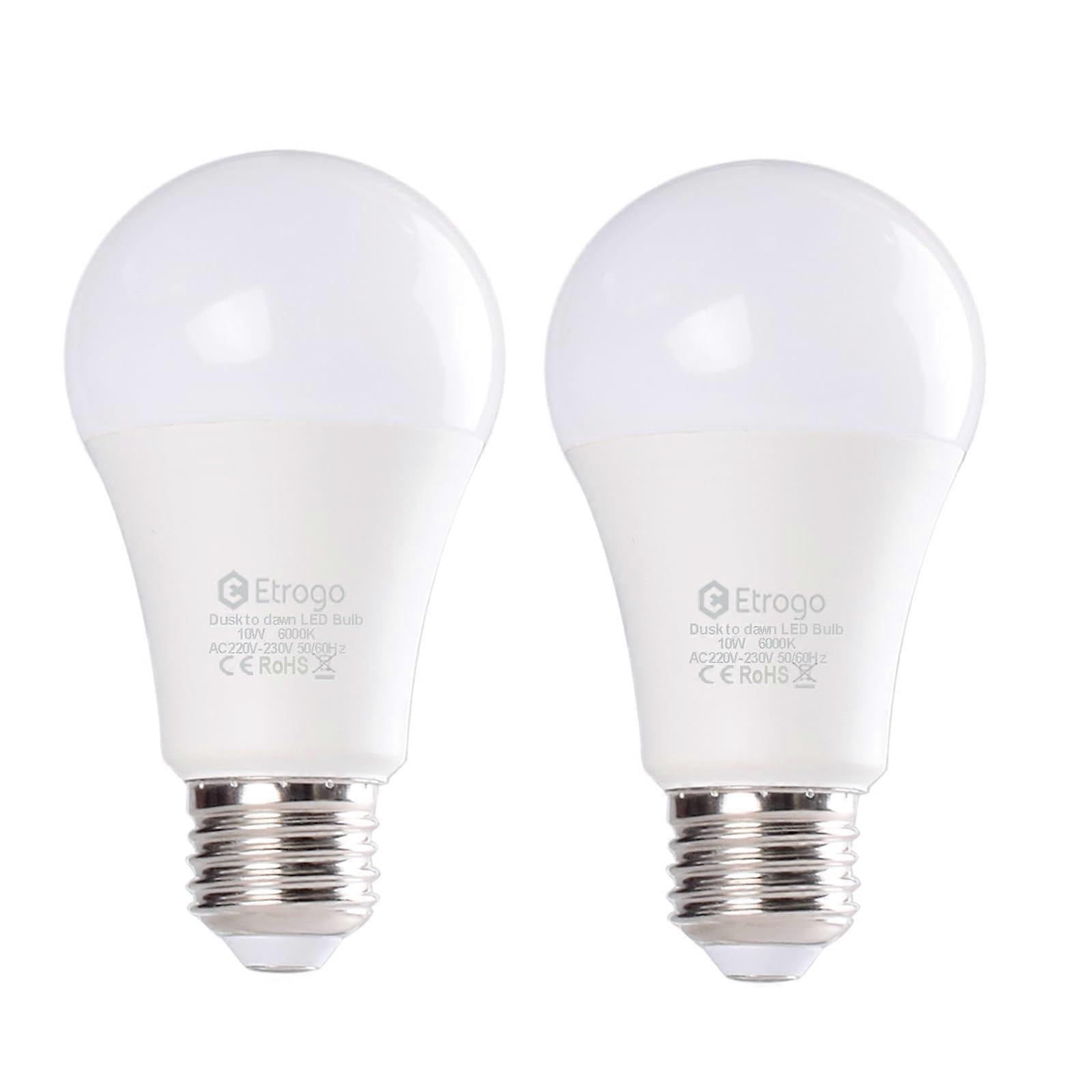 Light Bulb with Twilight Sensor LED E27 10W Warm White 3000K 1000lm Pack of 2 Energy Efficient Replacement for 100W