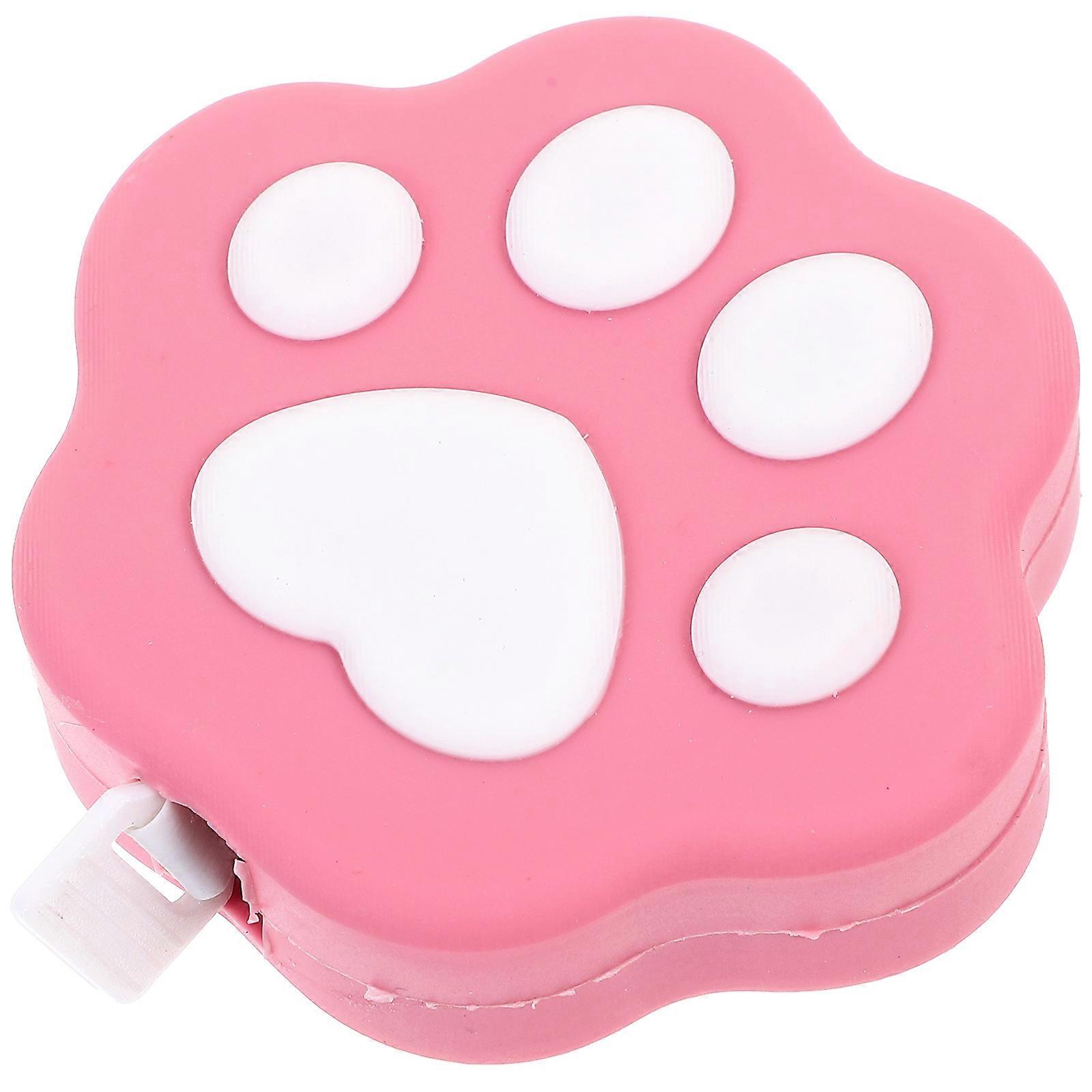 Cute Small Tape Measure Cat Paw Shaped Portable Measuring Tool For Body Measurements Pink Color 1Set