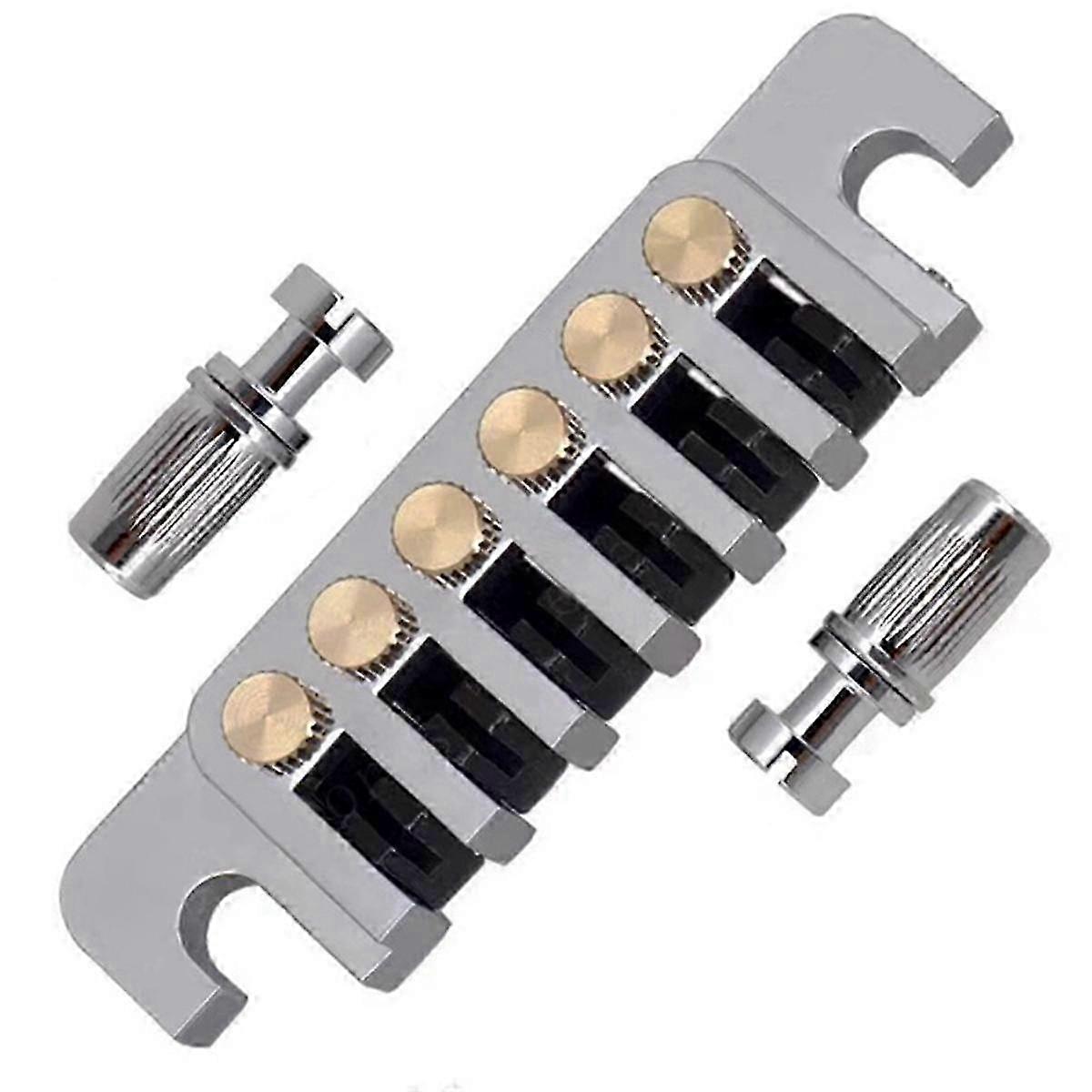 Electric Guitar - 6 Bridge Frame Stop Rod Tailpiece String Code for Certain Brands, Silver