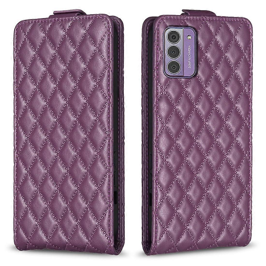 Protective Case for Nokia G42 6.56 Inch Vertical PU Leather Wallet Case with Card Slots Diamond Pattern Purple