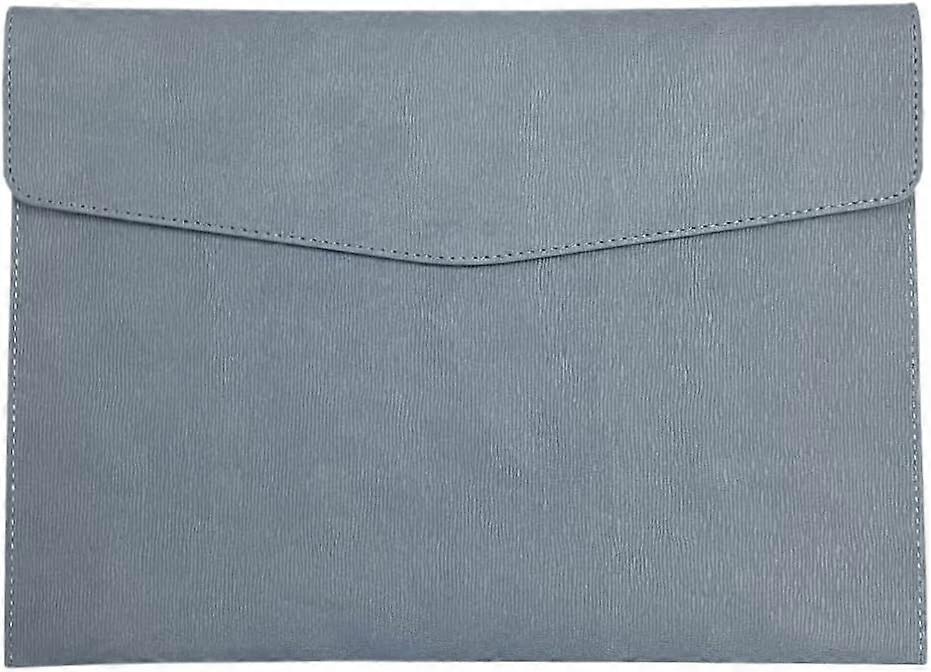1pc Leather A4 Folder, Waterproof Briefcase Envelope Folder Box Belt Snap (grey blue)