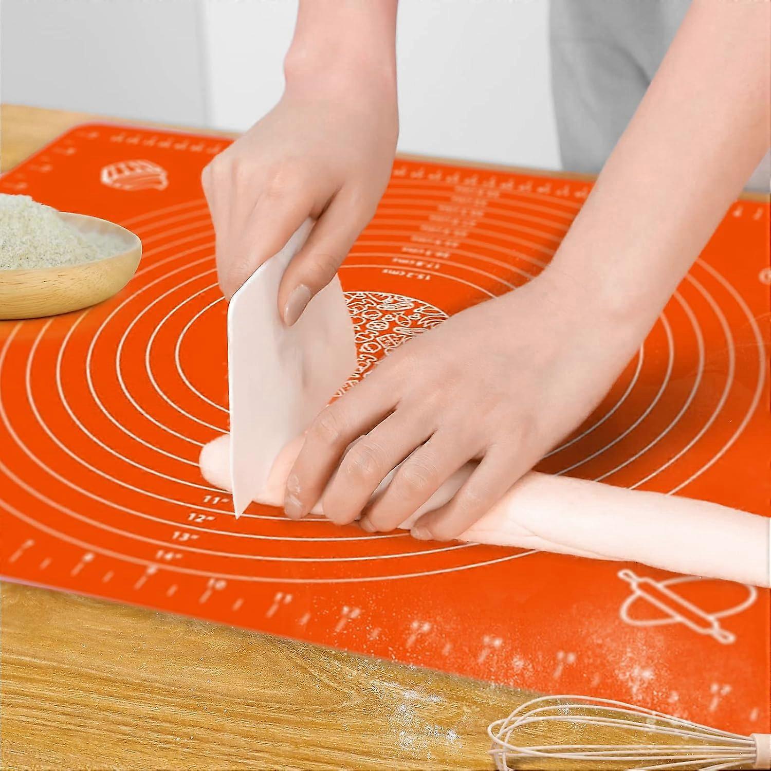 27.5" x 19.7" Non-Stick Silicone Baking Mat with Dough Scraper (Orange)