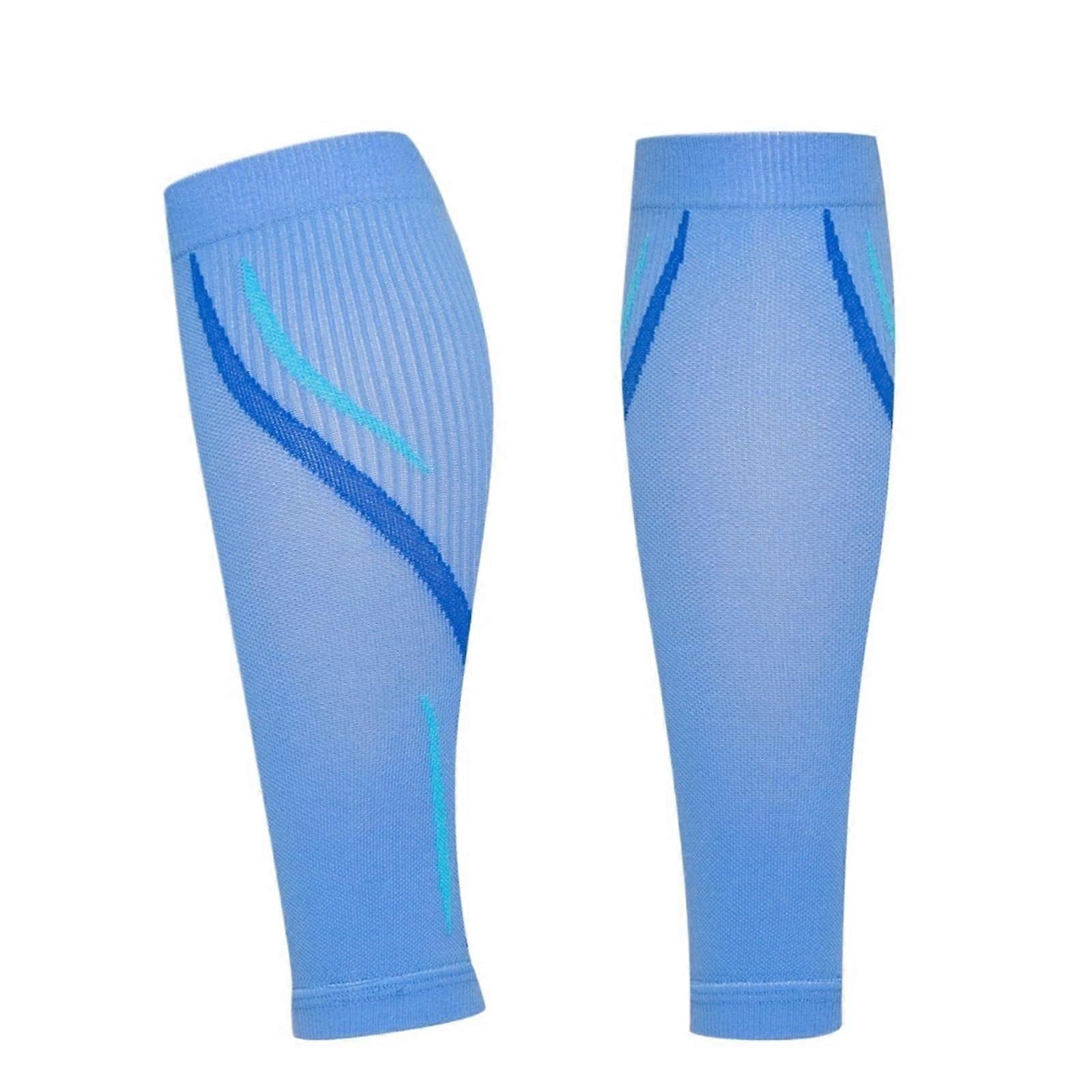 Calf Compression Sleeves for Running, Cycling, Shin Splints Support (Blue, L)
