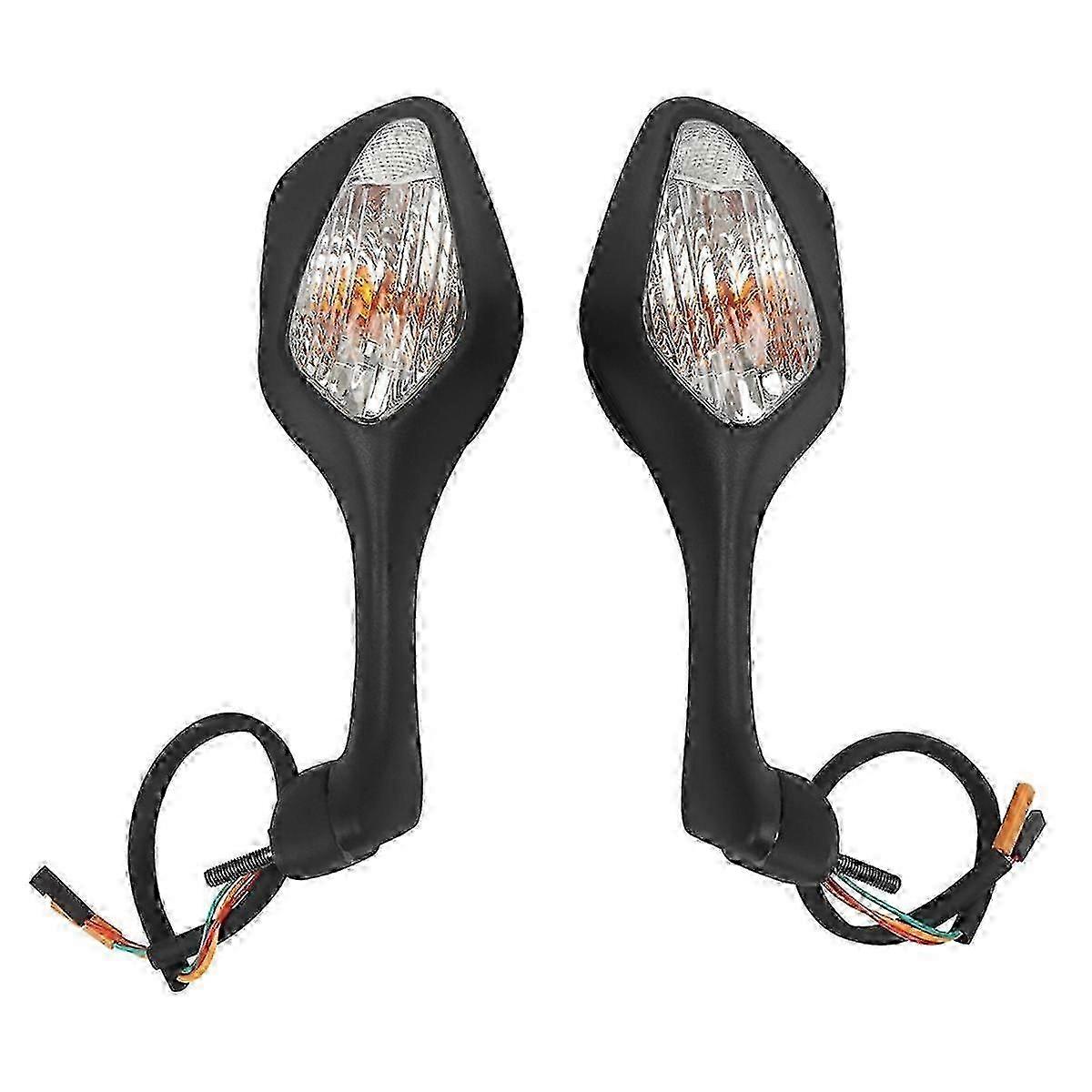 Black LED Turn Signal Side Mirrors for Compatible Motorcycle Models