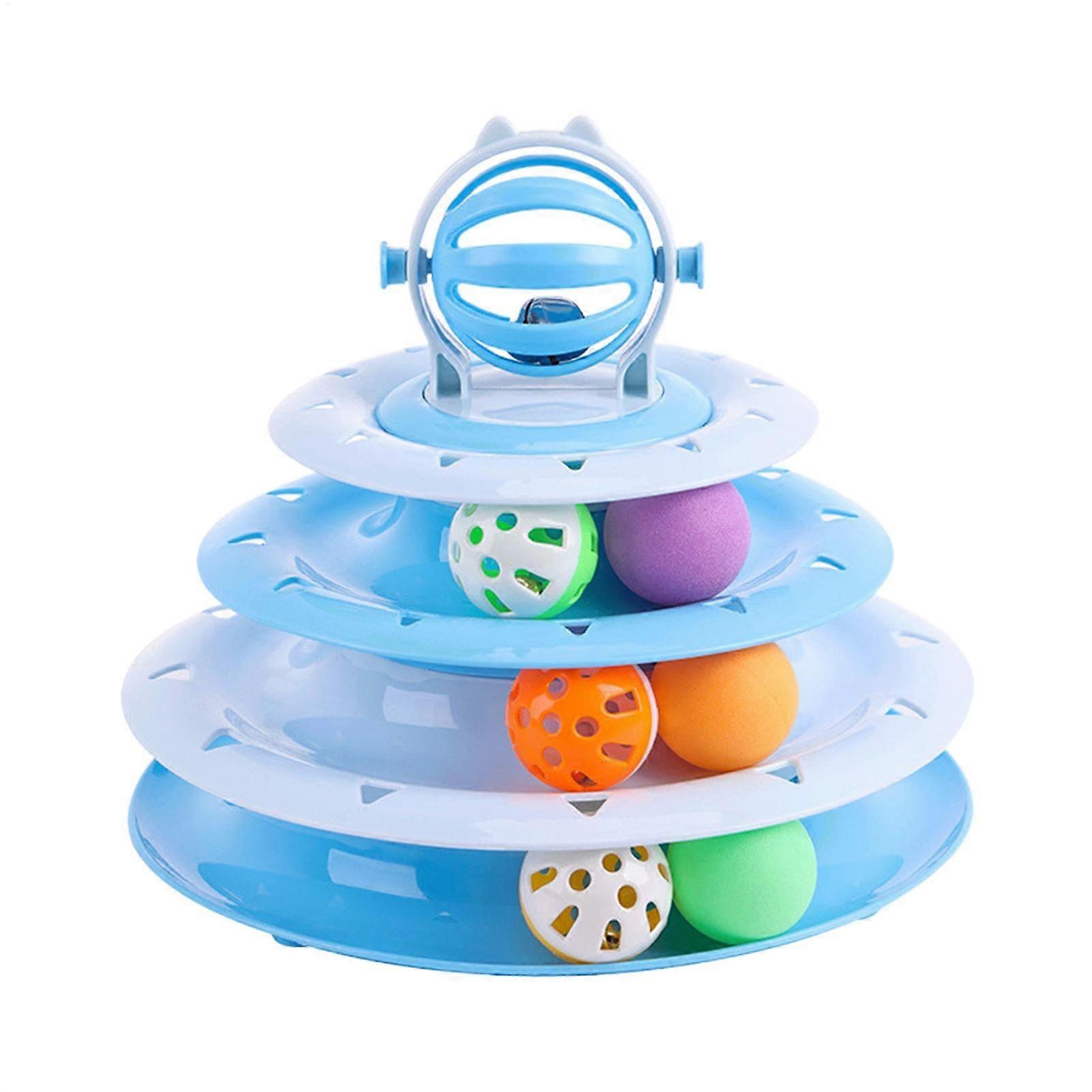 Cat Spin Disc Toy Indoor Cat Toy 4-Tier Cat Tower 23.5 x 20 cm Multi-Level Interactive Toy For Mental Stimulation