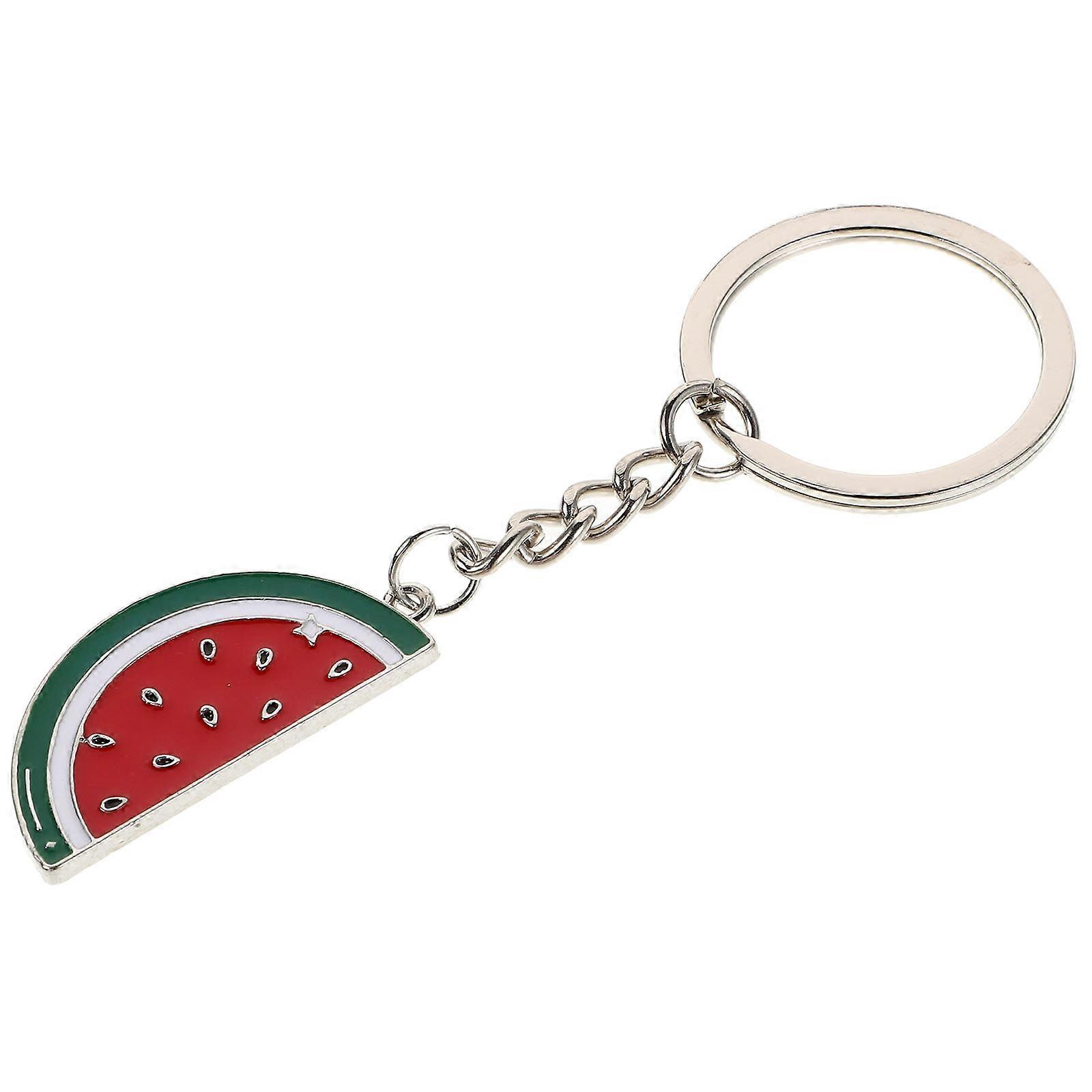Red Watermelon Shaped Key Ring Decoration For Bags And Keys Cute Design 3.20X1.60X0.20cm Metal 1Pcs