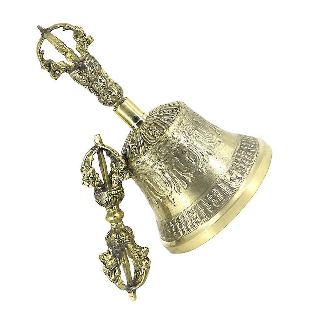 The **Antique Brass Bell Religious Buddhism Handmade Vajra Dorje Prayer Bell** is a sacred and symbolic tool used in Buddhist practices. This type of