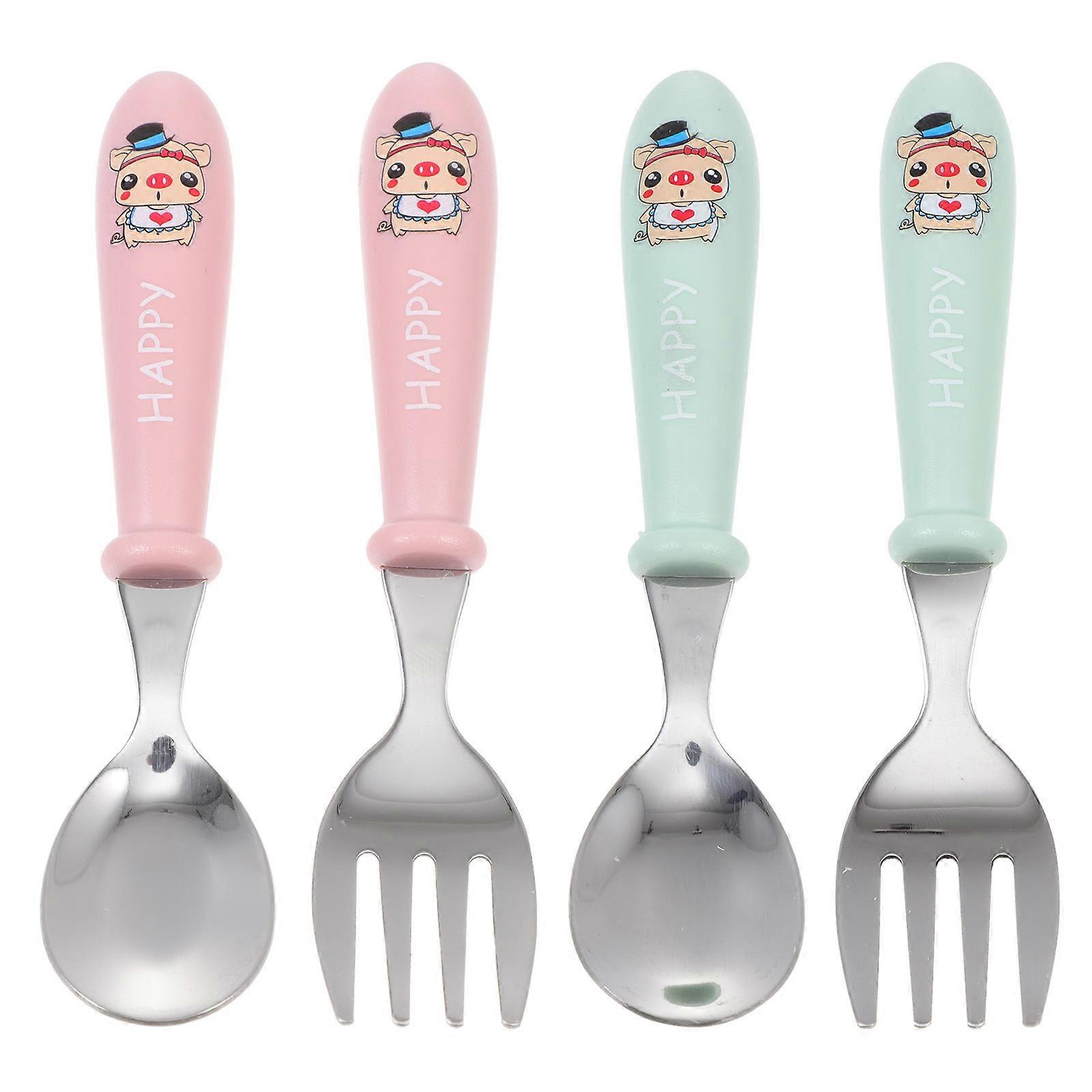 Metal Spoons Forks Silverware Hygienic Eating 2 Sets