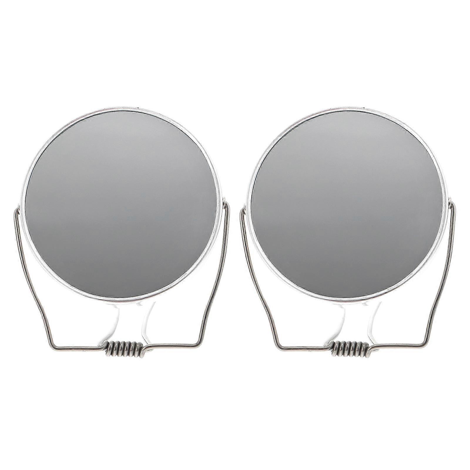 Travel Makeup Mirror Foldable Handle Detail Makeup Use Teens 2Pcs