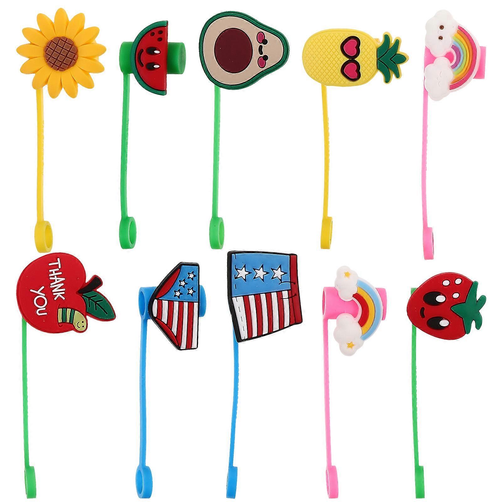 Silicone Straw Protector For Everyday Use Assorted Color 8x3x1.5cm Distinction Mark 10Pcs