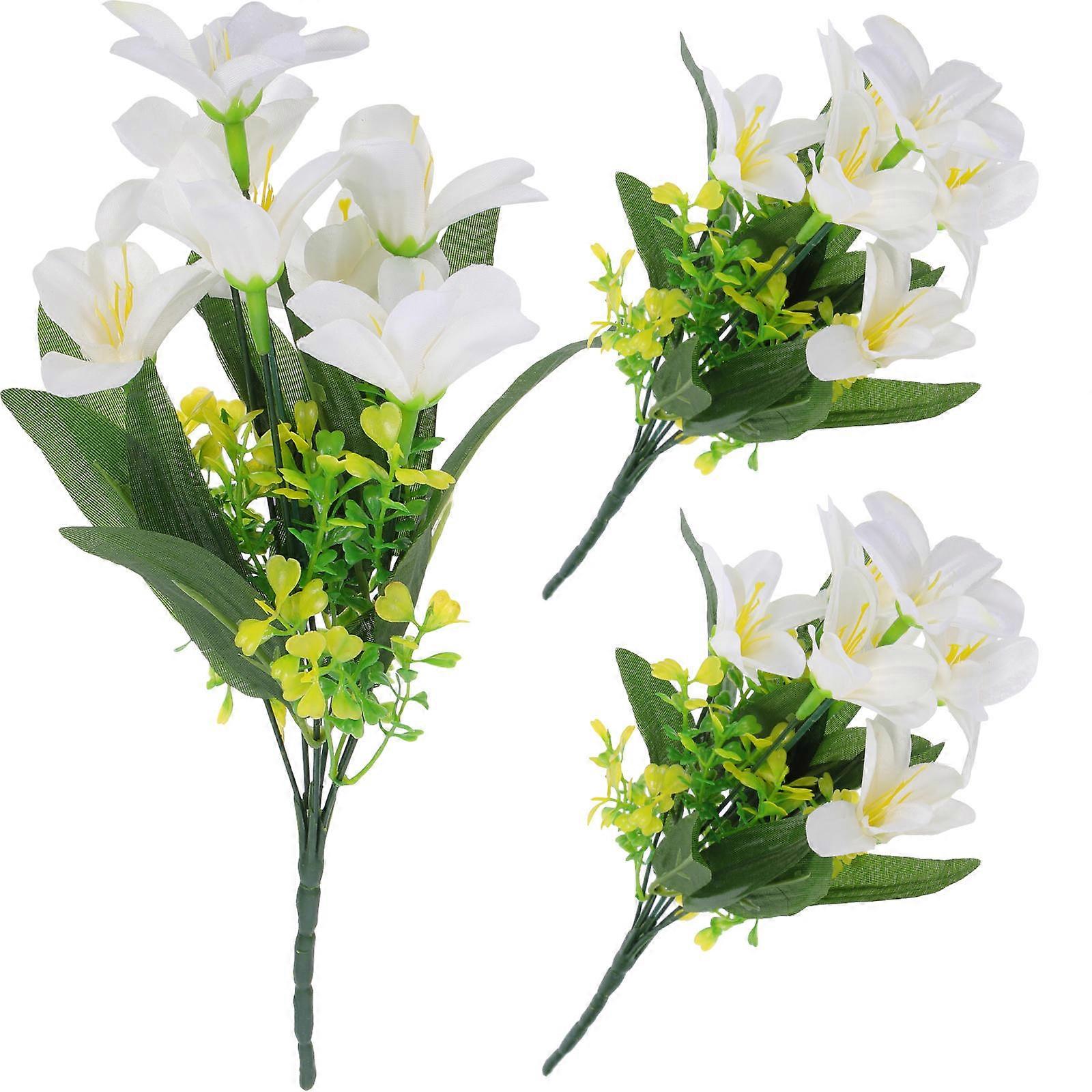 Simulation Flower Arrangement Banquet Porch Decor Lily Shape 30CM Silk Cloth 3Pcs