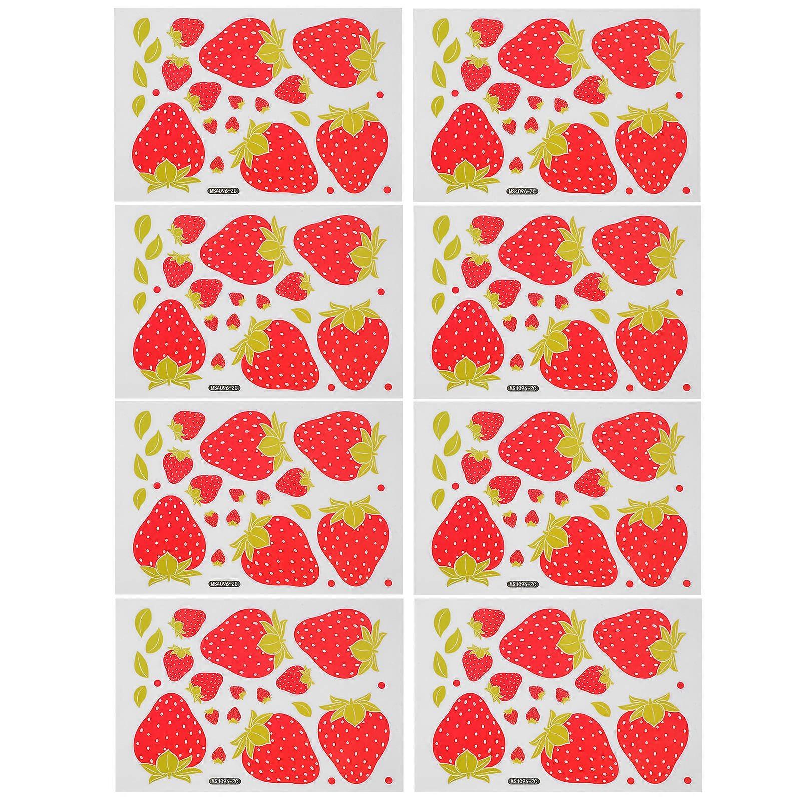 Home Decor Wall Decal Removable Strawberry Pattern Wall Decal Workmanship 8 Sheets