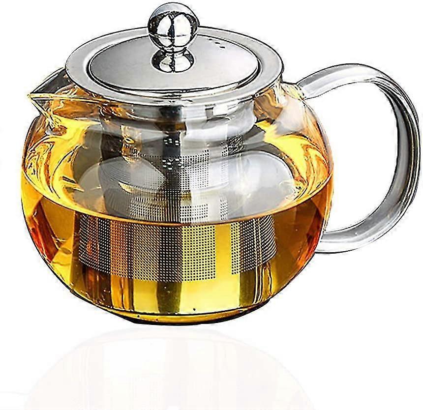 Tekandekedel i glas - aftagelig infusionsenhed i rustfrit stål - fantastisk til blomstrende og løse tekander