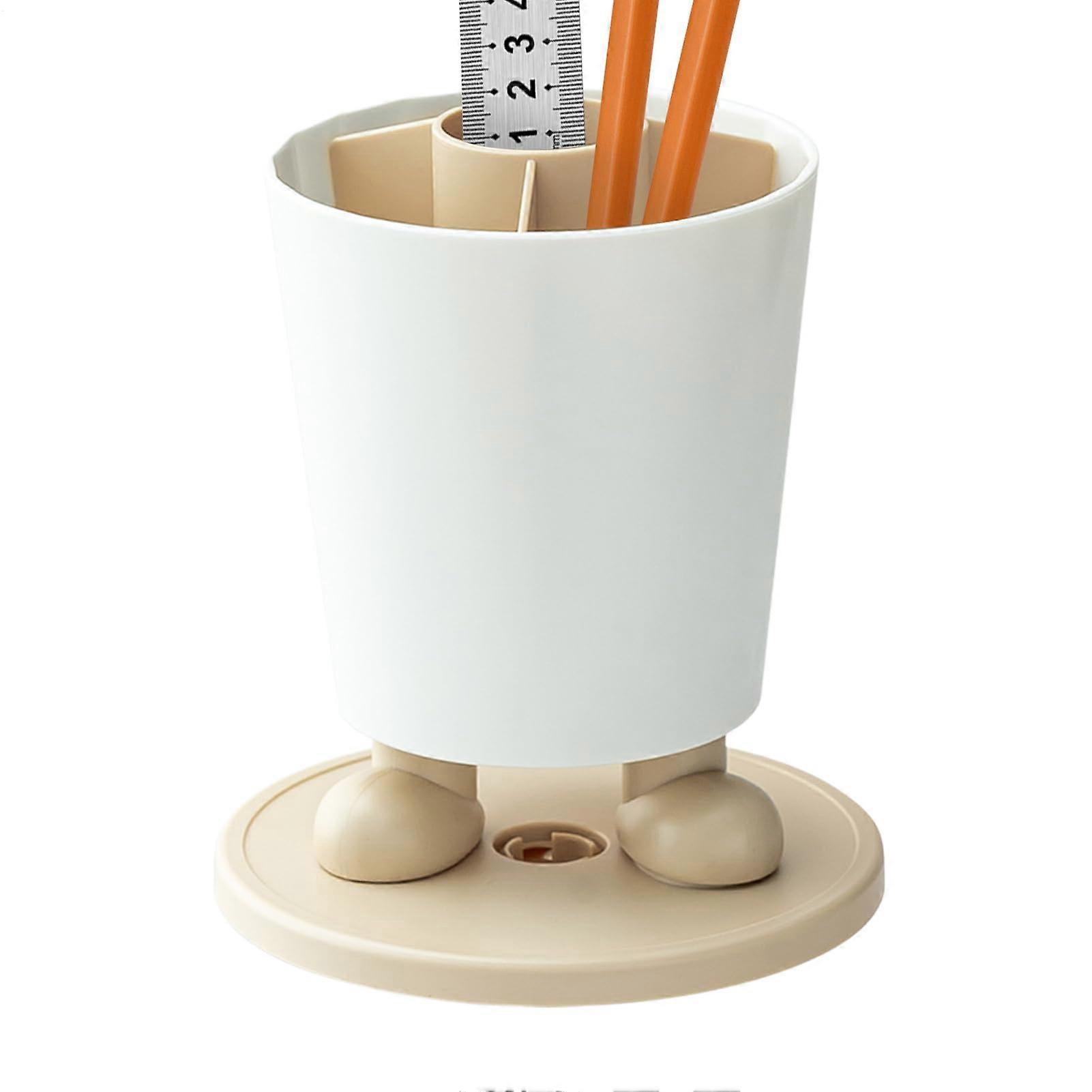 Pen Holder for Desk  360° Rotatable Storage, Modern Organizer Khaki
