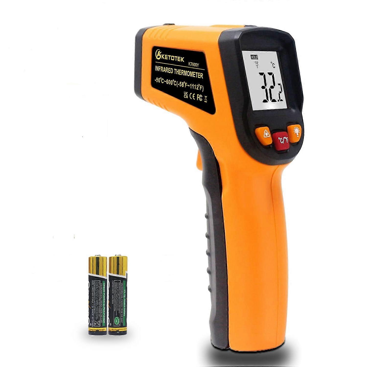 Digitales Infrarot-Thermometer Temperaturpistole -58 °F-1112 °F (-50 °C - 600 °C) Handheld-berührungsloses IR-Laserthermometer KT600Y f