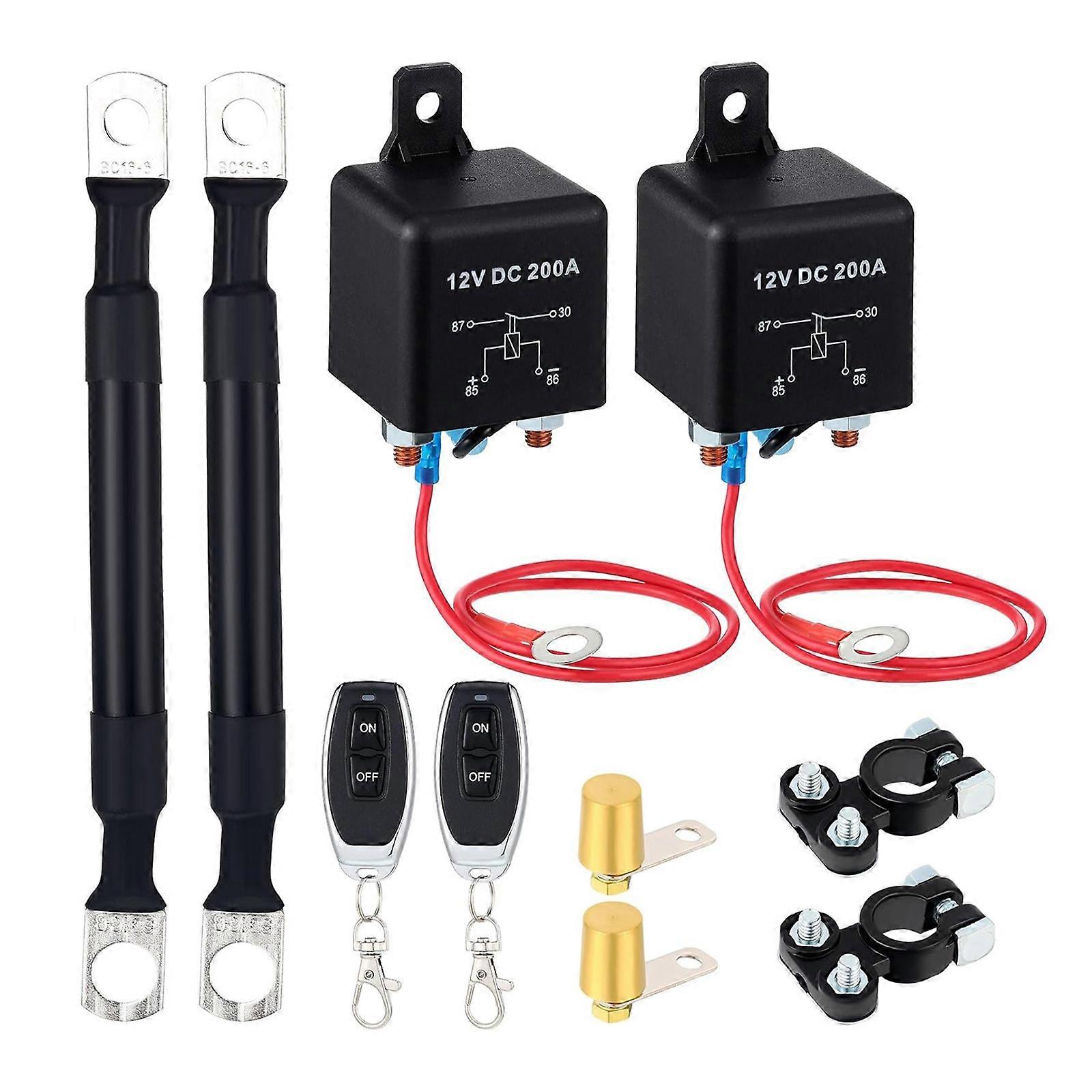 Boat Car Battery Stop Switch Kit with Remote, 200A 12V, Prevent Unauthorized Use and Electrical Drain for Secure Parking Multicolor